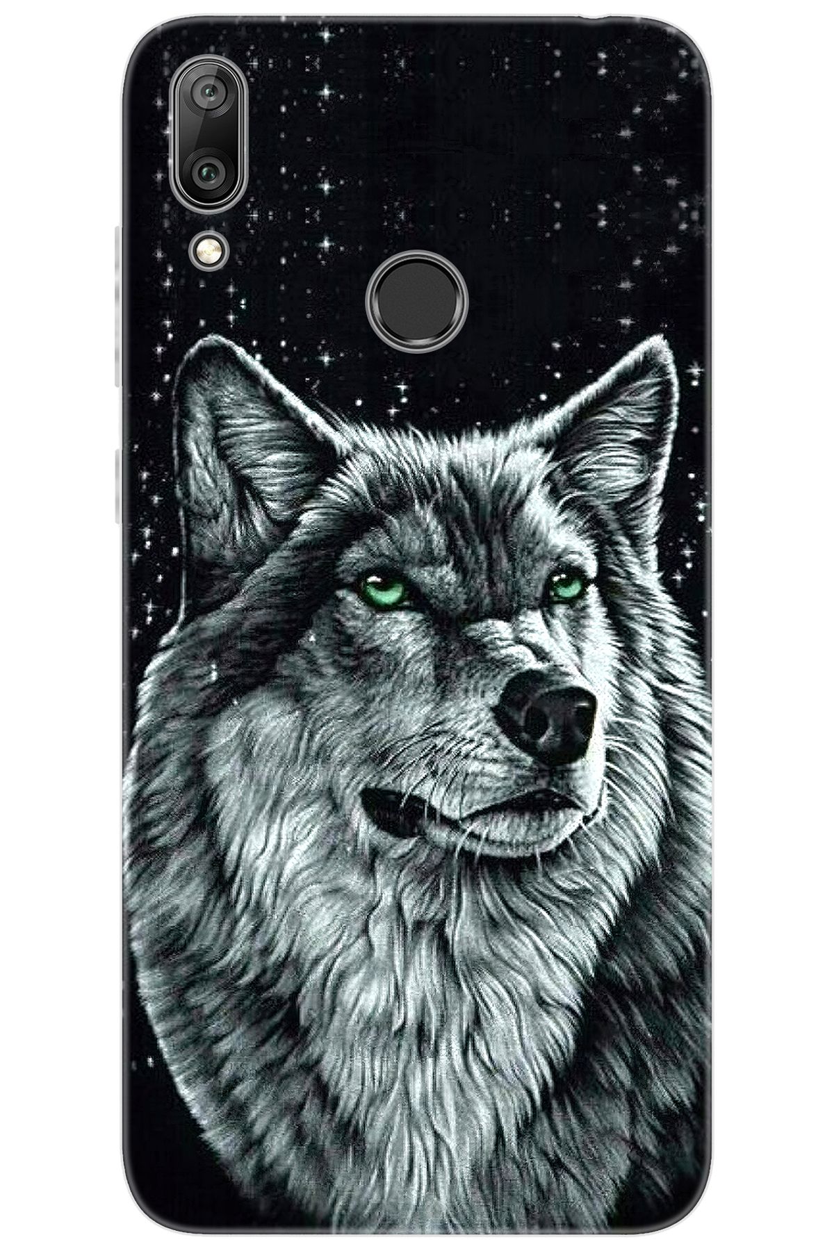 Ceppare Huawei Y7 2019 (DUB-LX1) Uyumlu Kılıf Desen Baskılı Silikon Kurt Baskılı STK:488 CP-ubj5rZw