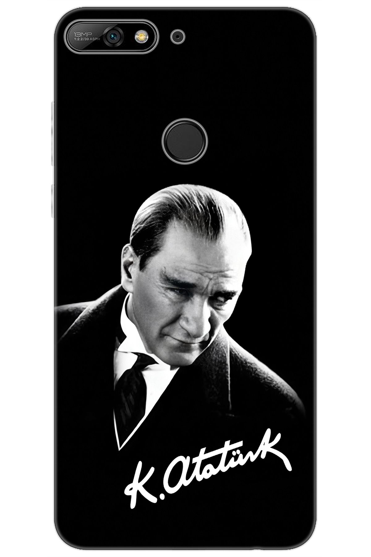 Ceppare Huawei Y7 2018 (LDN-L01) Uyumlu Kılıf Desenli Silikon Mustafa Kemal Atatürk STK:390 CP-vOhcBn6