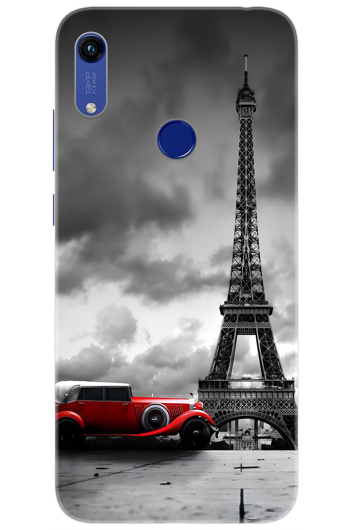 Ceppare Huawei Y6 2019 (MRD-LX1) Uyumlu Kılıf Desen Baskı Silikon Eyfel Kırmızı Araba STK:709 CP-JhjtoBc