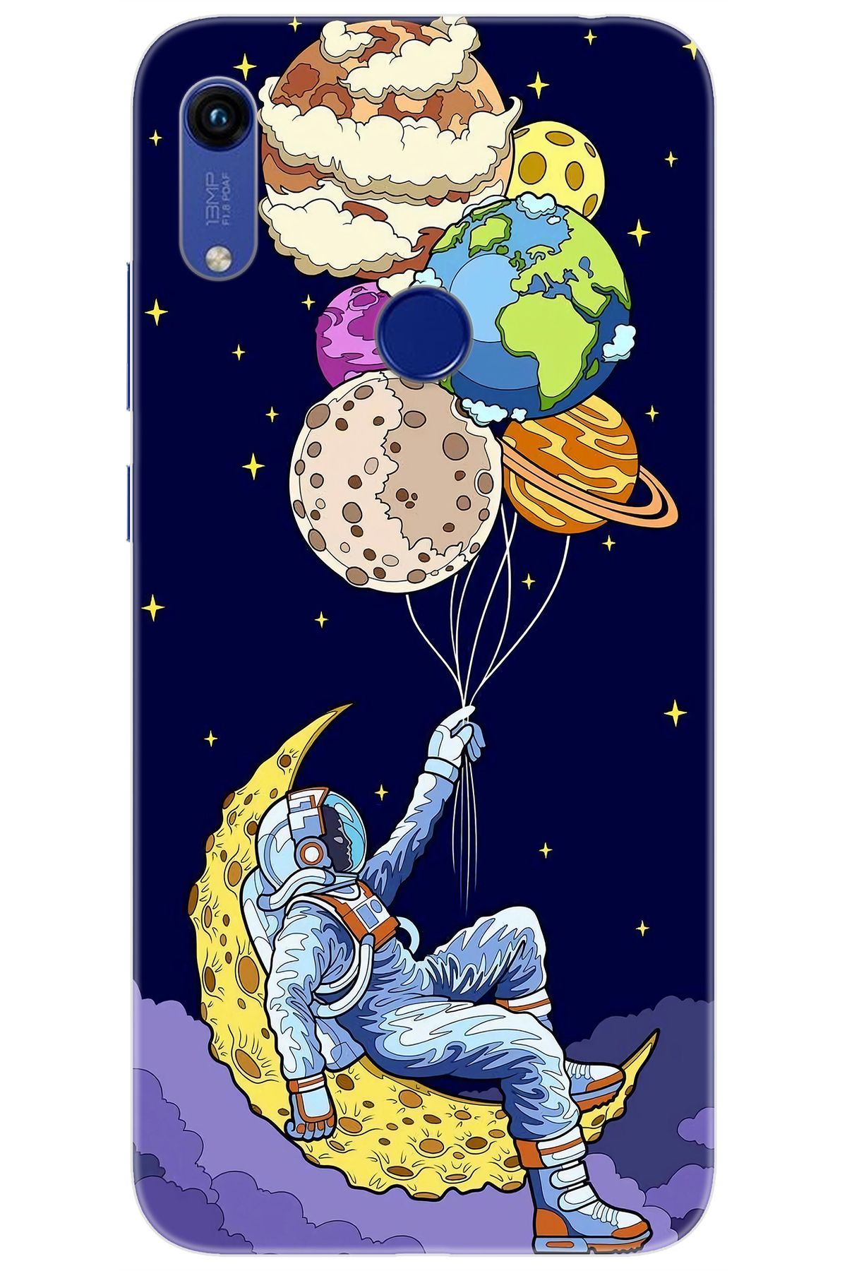 Ceppare Huawei Y6 PRO 2019 (MRD-LX2) Uyumlu Kılıf Desen Baskılı Silikon Astronot STK:729 CP-Wc6DhAI
