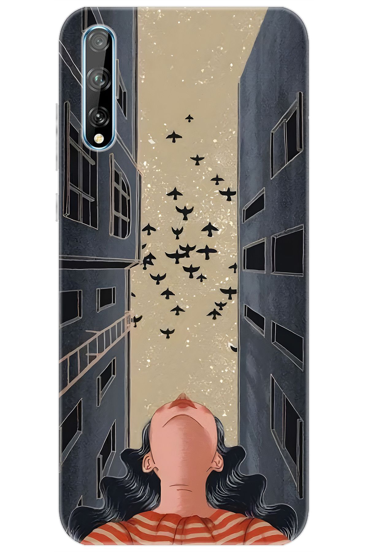 Ceppare Huawei Y8P (AQM-LX1) Uyumlu Kılıf Desen Baskı Silikon Gök Yüzü ve Kuşlar STK:727 CP-JXlZdbC