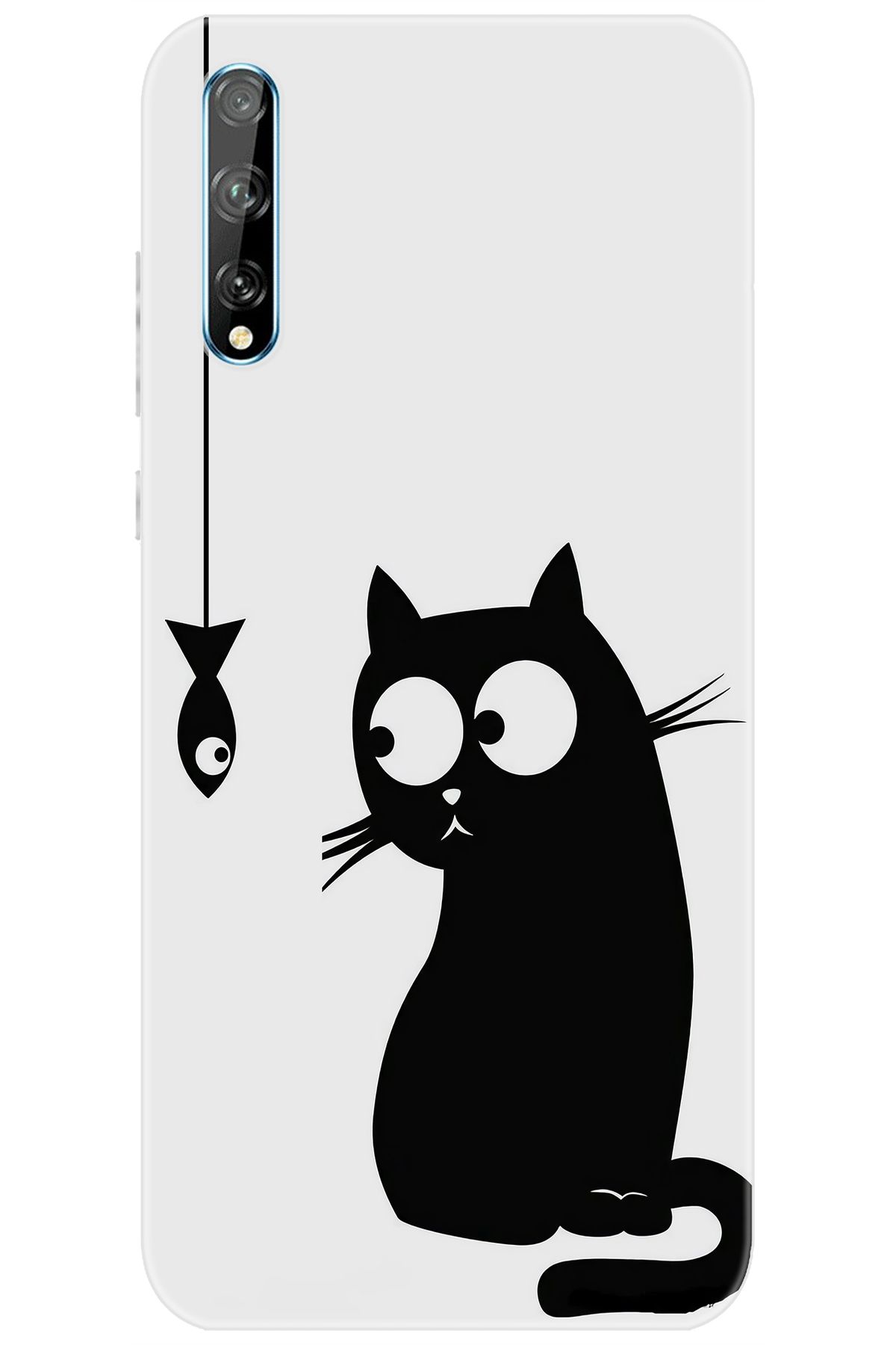Ceppare Huawei Y8P (AQM-LX1) Uyumlu Kılıf Desen Baskılı Silikon Balık ve Kedi STK:747 CP-C2xKh9P