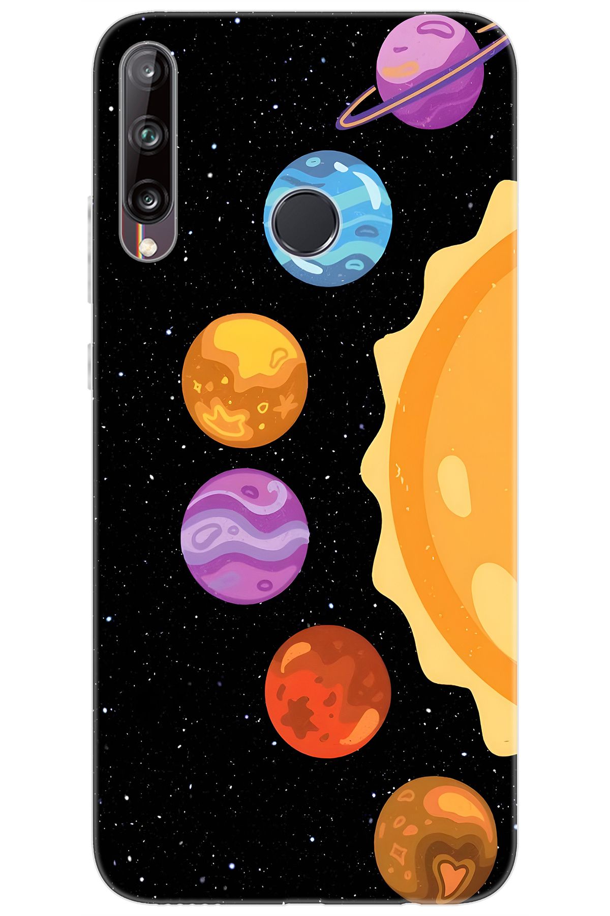 Ceppare Huawei Y7P (ART-L29) Uyumlu Kılıf Desen Baskı Silikon Gezegenler Tasarım STK:685 CP-Q9bt7OG