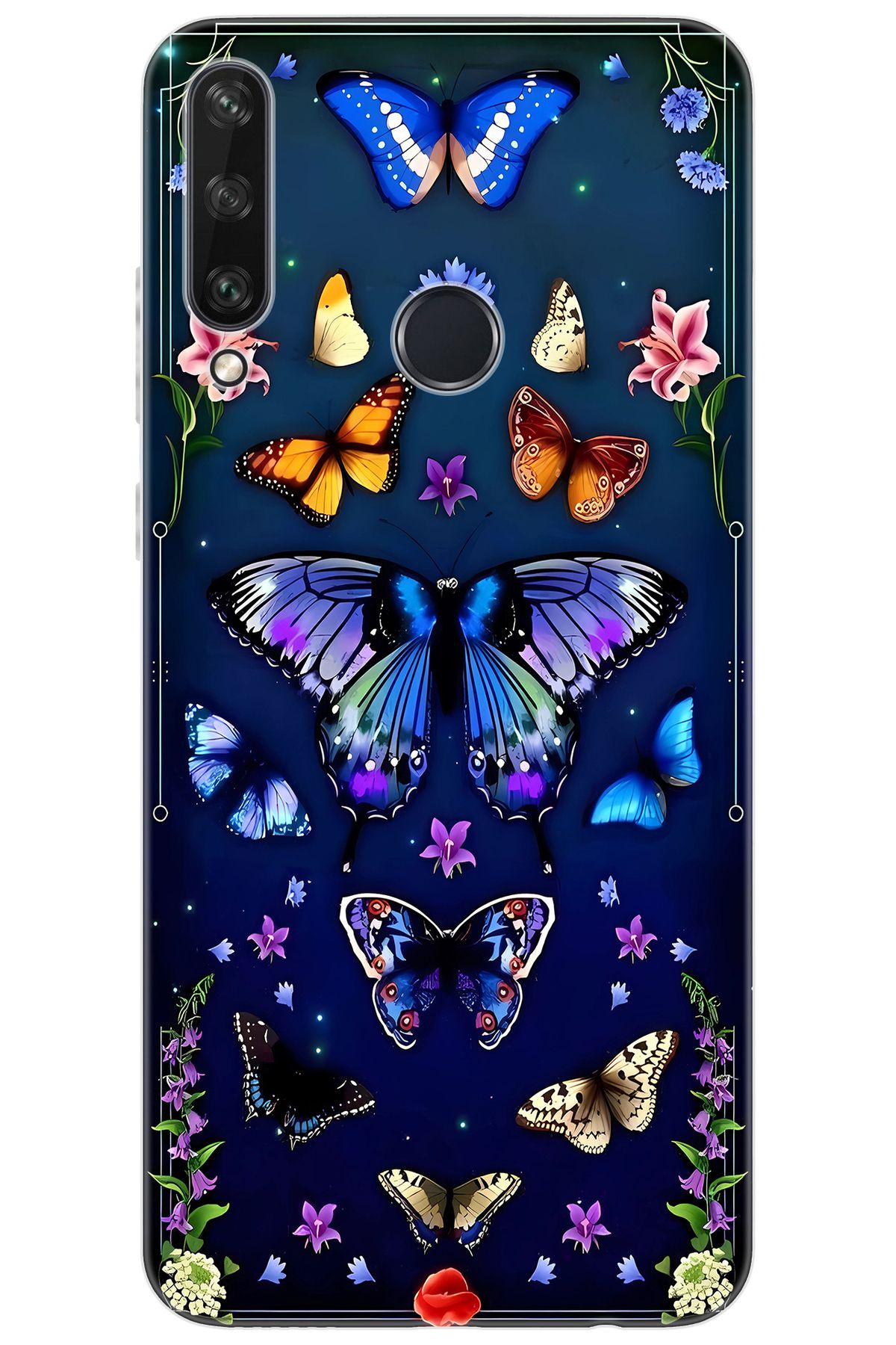 Ceppare Huawei Y6P (MED-LX9N) Uyumlu Kılıf Desen Baskılı Silikon Kelebek STK:669 CP-Jnrr4Og