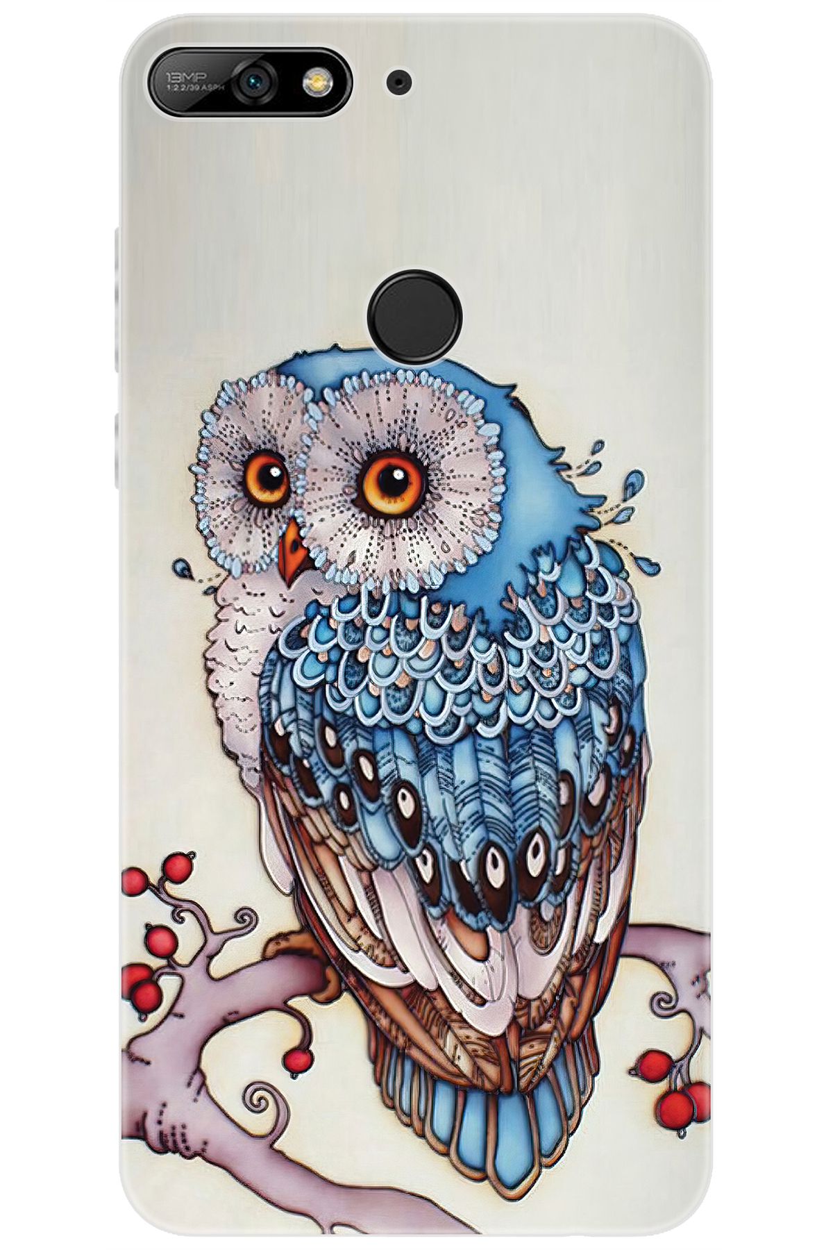 Ceppare Huawei Y7 2018 (LDN-L01) Uyumlu Kılıf Desen Baskılı Silikon Baykuş STK:563 CP-d7jlXzT
