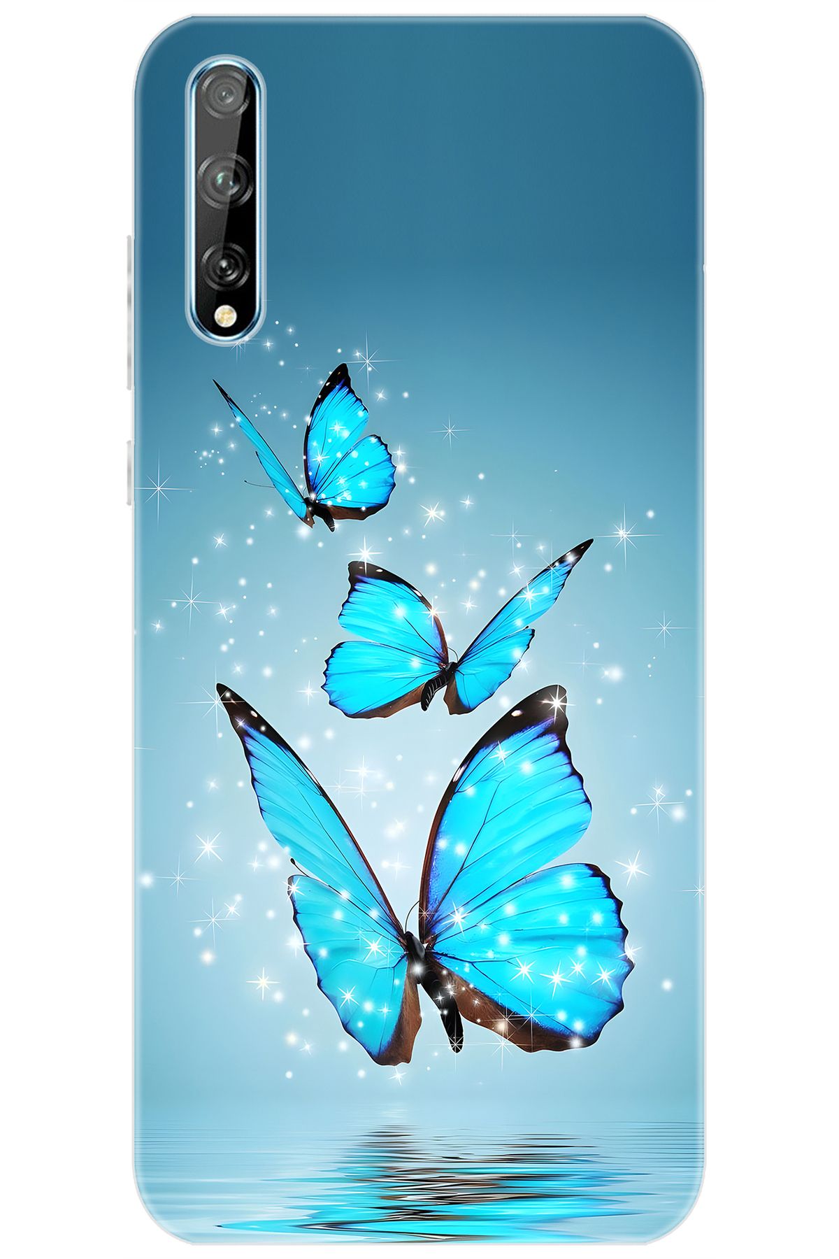 Ceppare Huawei Y8P (AQM-LX1) Uyumlu Kılıf Desen Baskılı Silikon Mavi Kelebek STK:710 CP-CKCOwJt
