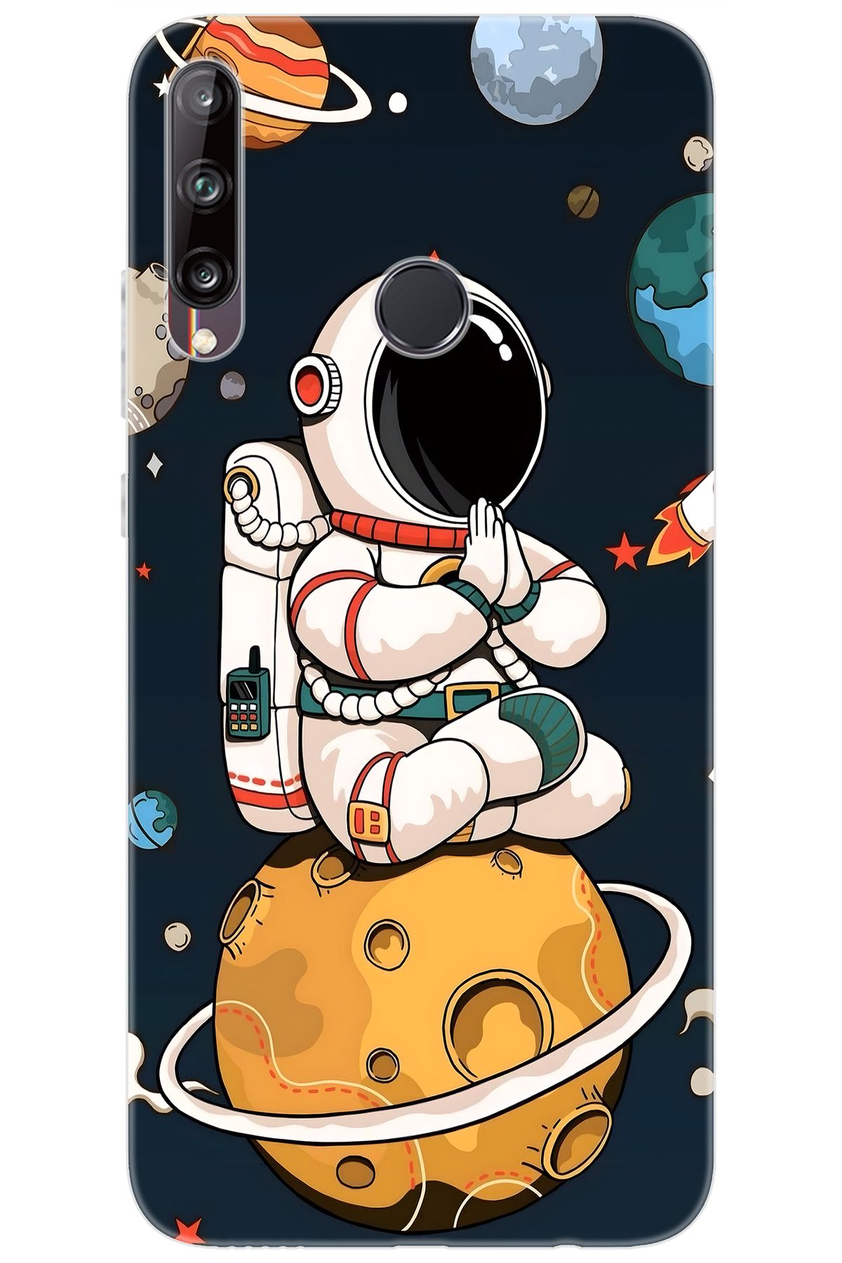 Ceppare Huawei Y7P (ART-L29) Uyumlu Kılıf Desen Baskılı Silikon Astronot STK:695 CP-lzpom4R