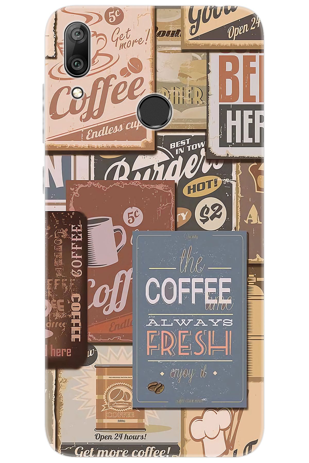 Ceppare Huawei Y7 PRO 2019 (DUB-LX2) Uyumlu Kılıf Desenli Silikon Kahveci Tabelaları STK:1013 CP-yvvtMkJ