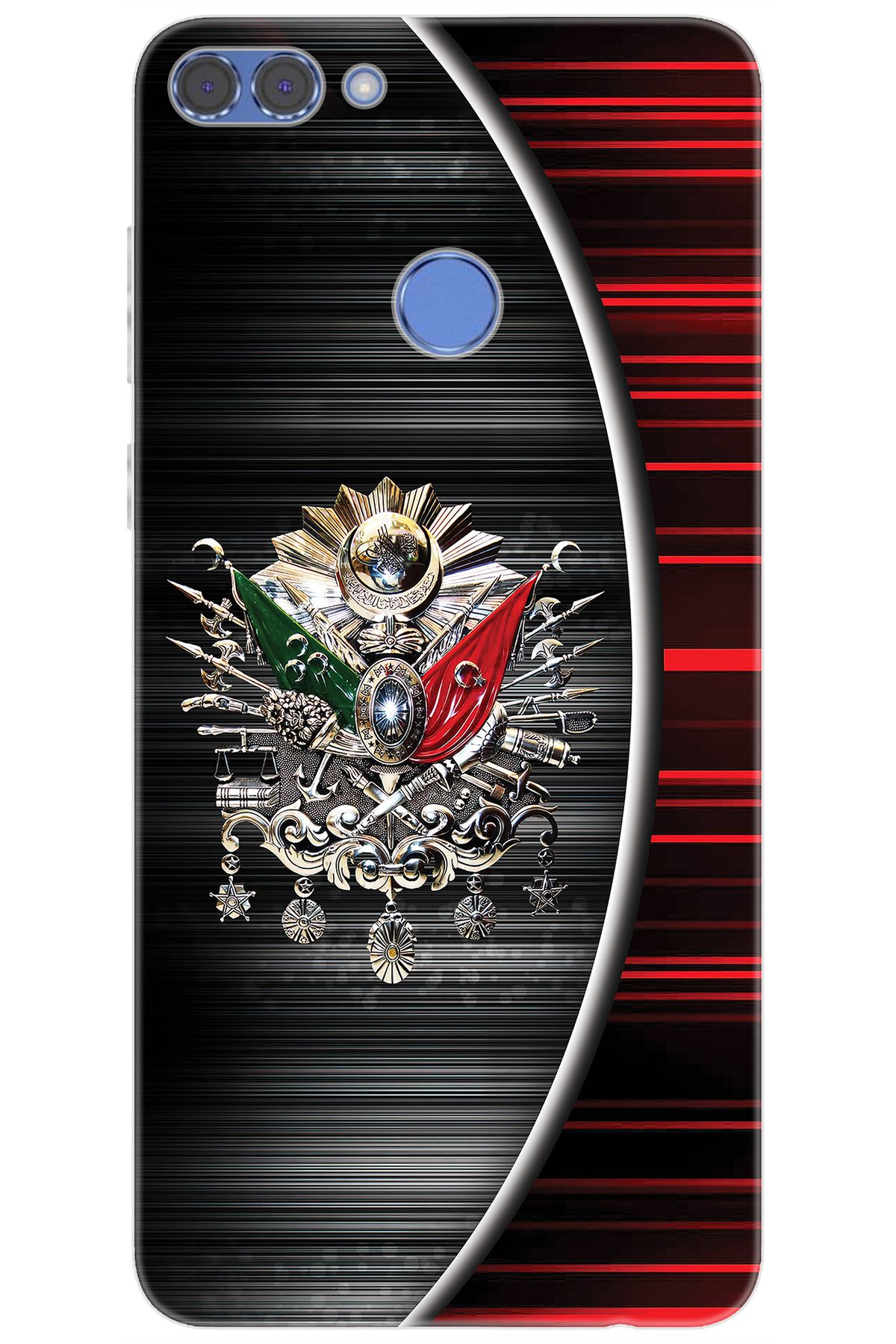 Ceppare Huawei Y9 2018 (FLA-LX1/LX2) Uyumlu Kılıf Desen Baskılı Silikon Osmanlı Tuğra STK:410 CP-kwf9hW8