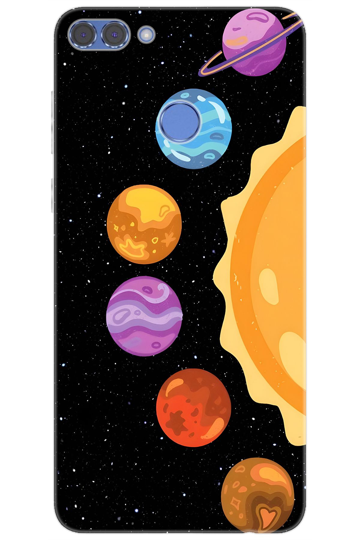 Ceppare Huawei Y9 2018 (FLA-LX1/LX2) Uyumlu Kılıf Desen Baskı Silikon Gezegenler Tasarım STK:685 CP-JXNuaQM