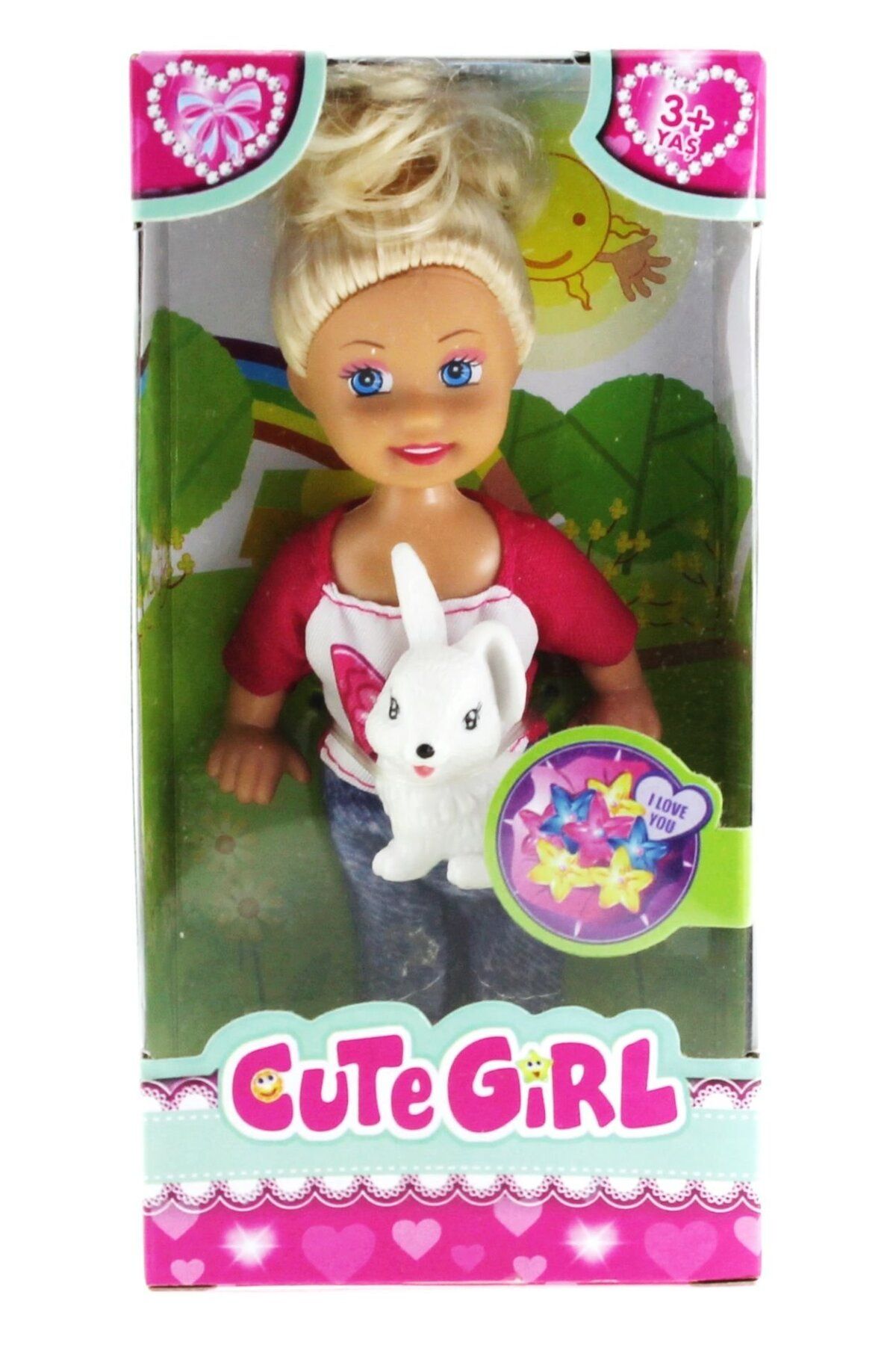 OEM Cute Girl Tavşan Figürlü Sarışın Mini Bebek