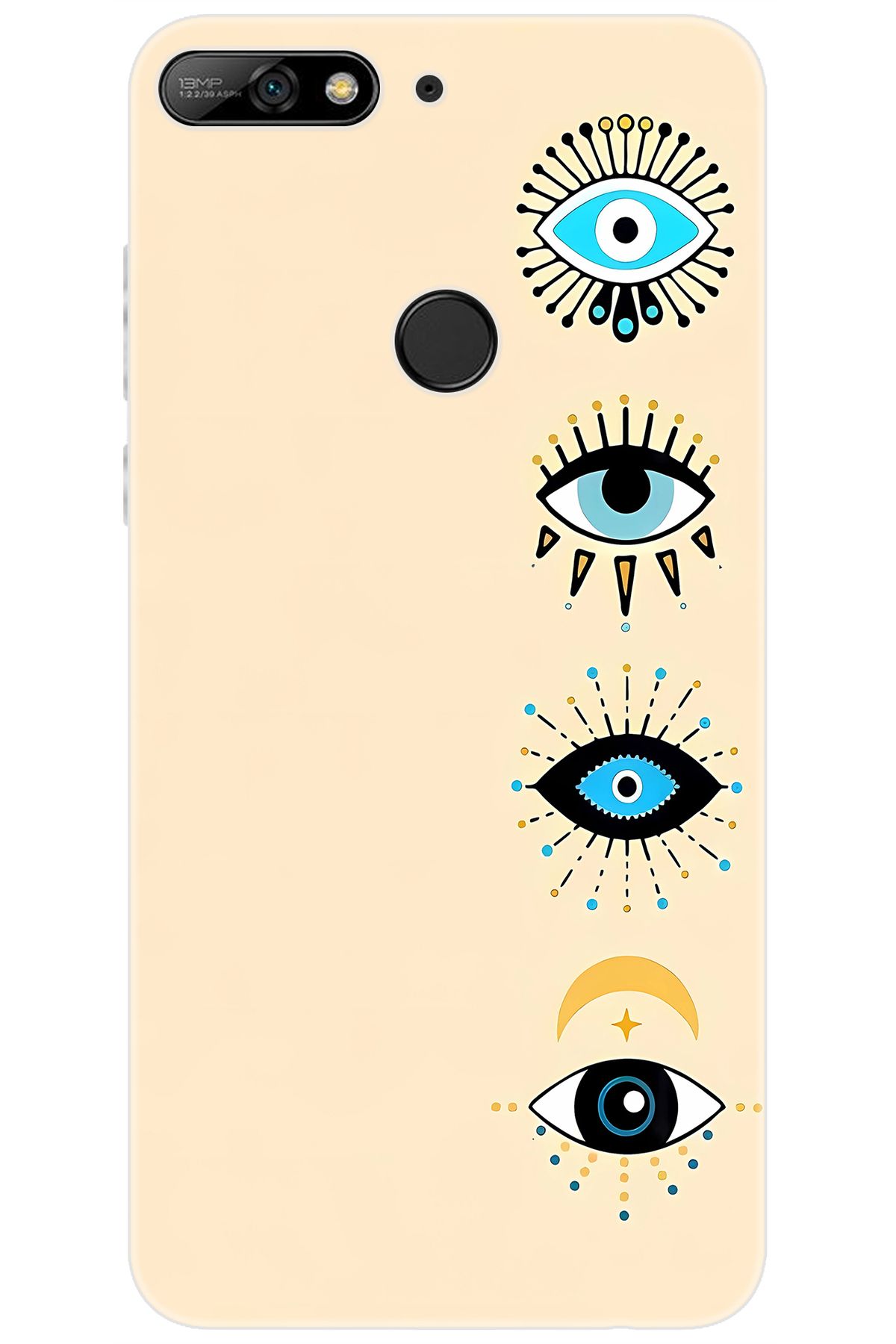 Ceppare Huawei Y7 PRO 2018 (LDN-LX2) Uyumlu Kılıf Desen Baskılı Silikon Nazar Gözler STK:742 CP-lTTKpGb