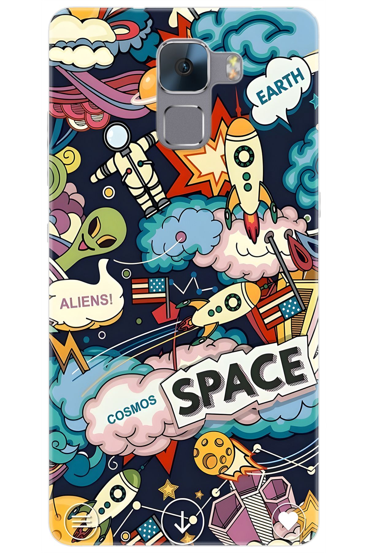 Ceppare Huawei Honor 7 (PLK-L01) Uyumlu Kılıf Desen Baskılı Silikon Space STK:633 CP-q38uSKS