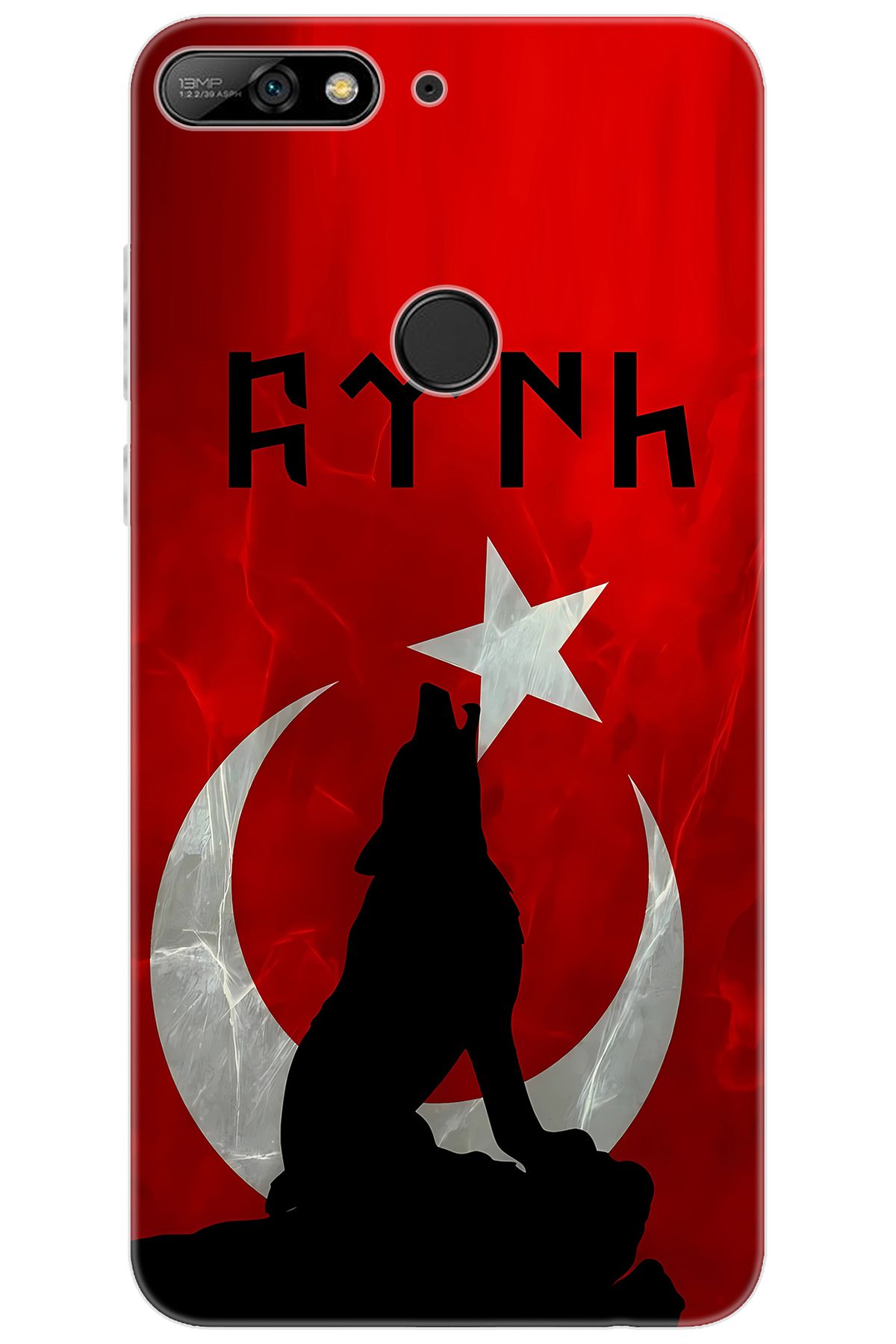 Ceppare Huawei Y7 PRO 2018 (LDN-LX2) Uyumlu Kılıf Desen Baskılı Silikon Kurt ve Göktürkçe STK:637 CP-yMOVXTi