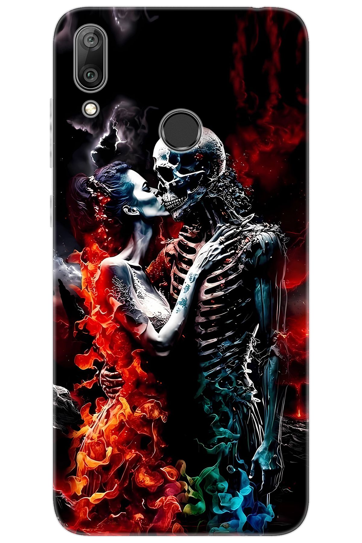 Ceppare Huawei Y7 PRO 2019 (DUB-LX2) Uyumlu Kılıf Desen Baskılı Silikon İskelet Aşıklar STK:666 CP-VmFQj27