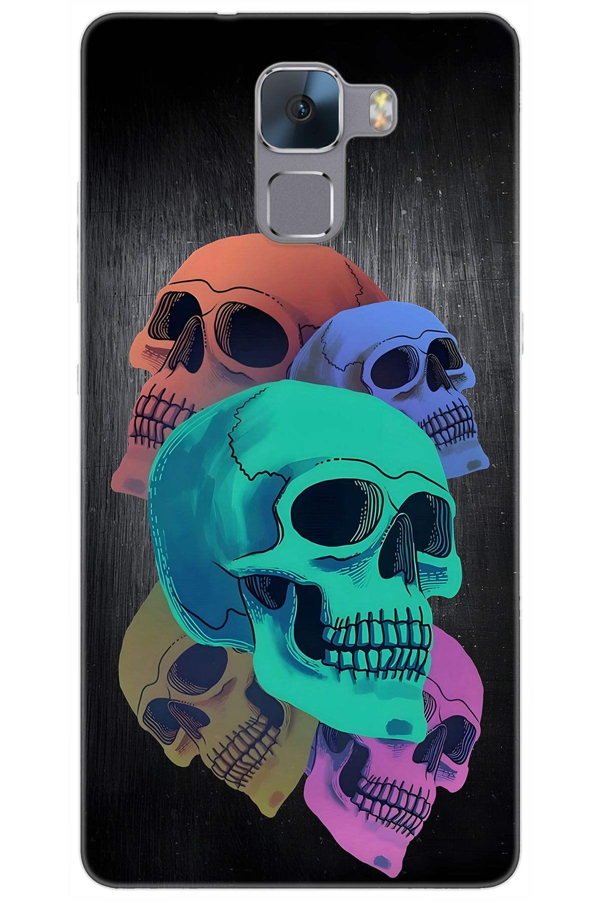 Ceppare Huawei Honor 7 (PLK-L01) Uyumlu Kılıf Desenli Silikon Renkli Kuru Kafalar STK:712 CP-l9Eqwb0