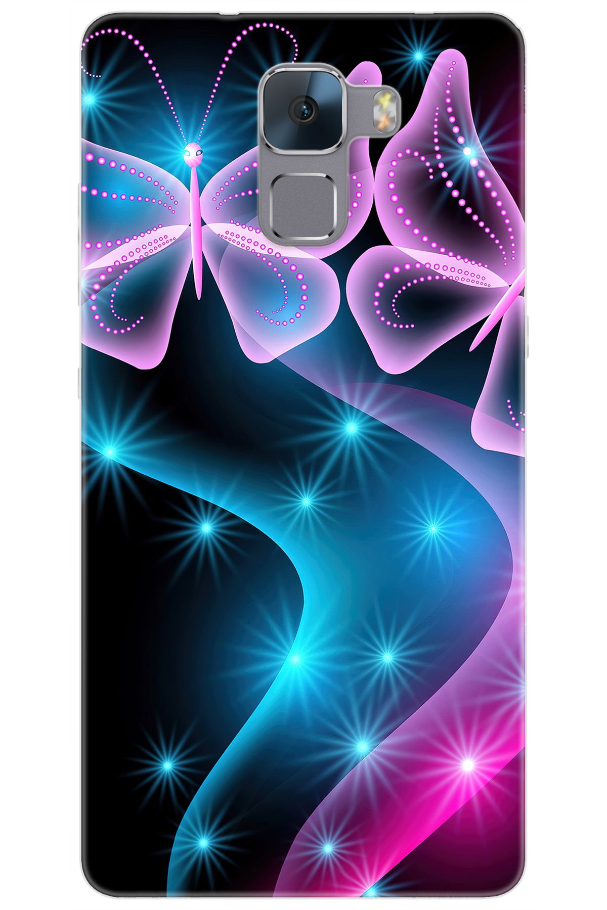 Ceppare Huawei Honor 7 (PLK-L01) Uyumlu Kılıf Desen Baskılı Silikon Kelebek Dalga STK:113 CP-zcRYWwC