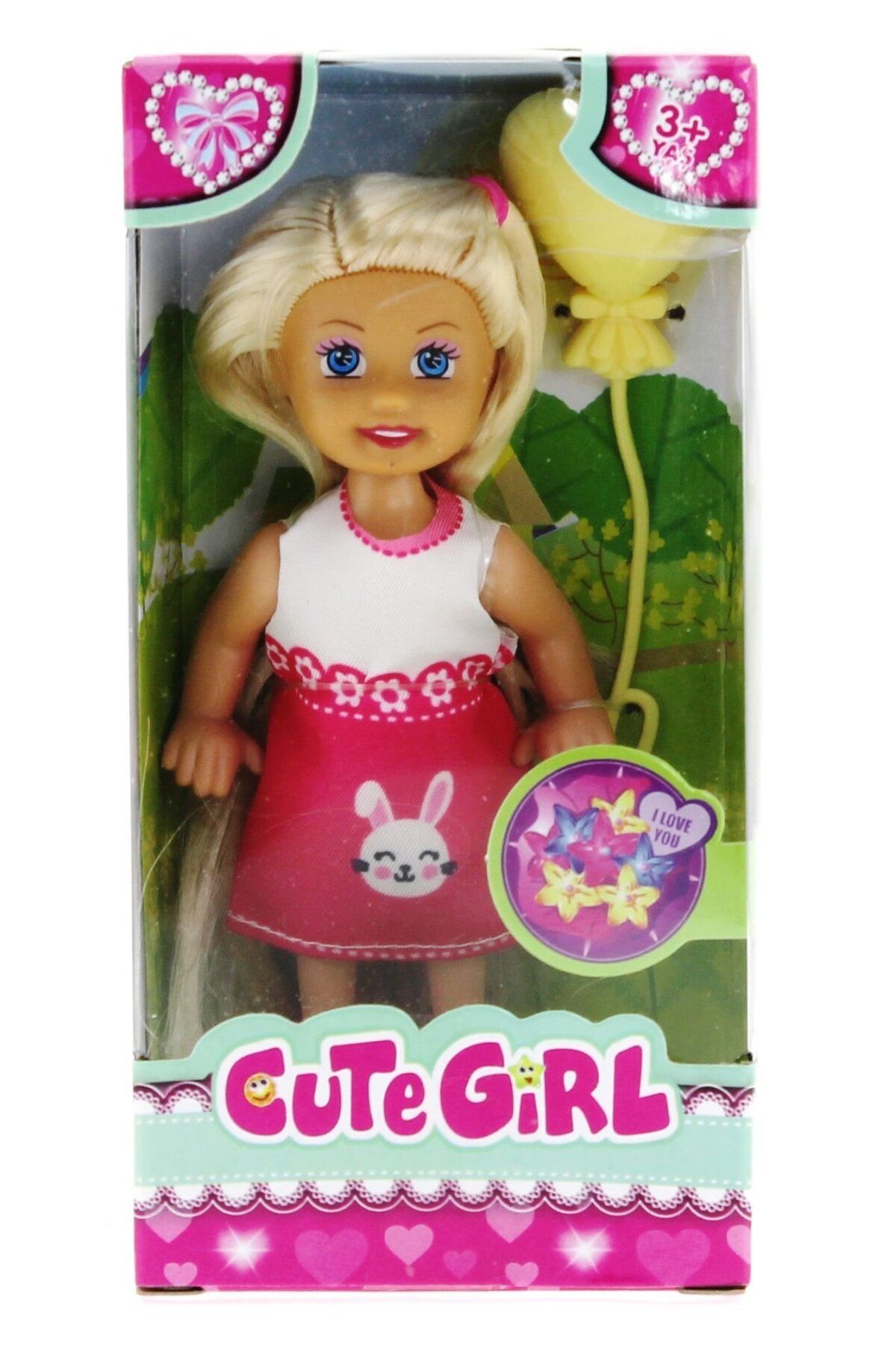 OEM Cute Girl Sarı Balonlu Sarışın Mini Bebek