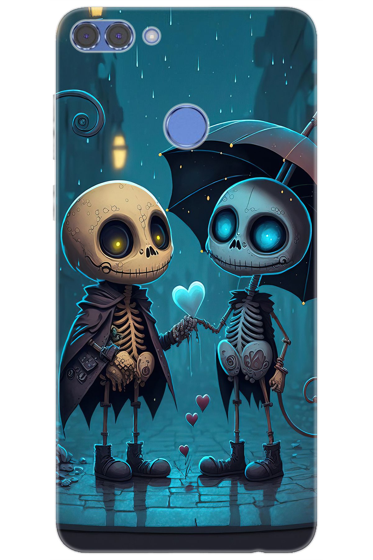 Ceppare Huawei Y9 2018 (FLA-LX1/LX2) Uyumlu Kılıf Desen Baskılı Silikon Aşık İskeletler STK:733 CP-uug6ZUF