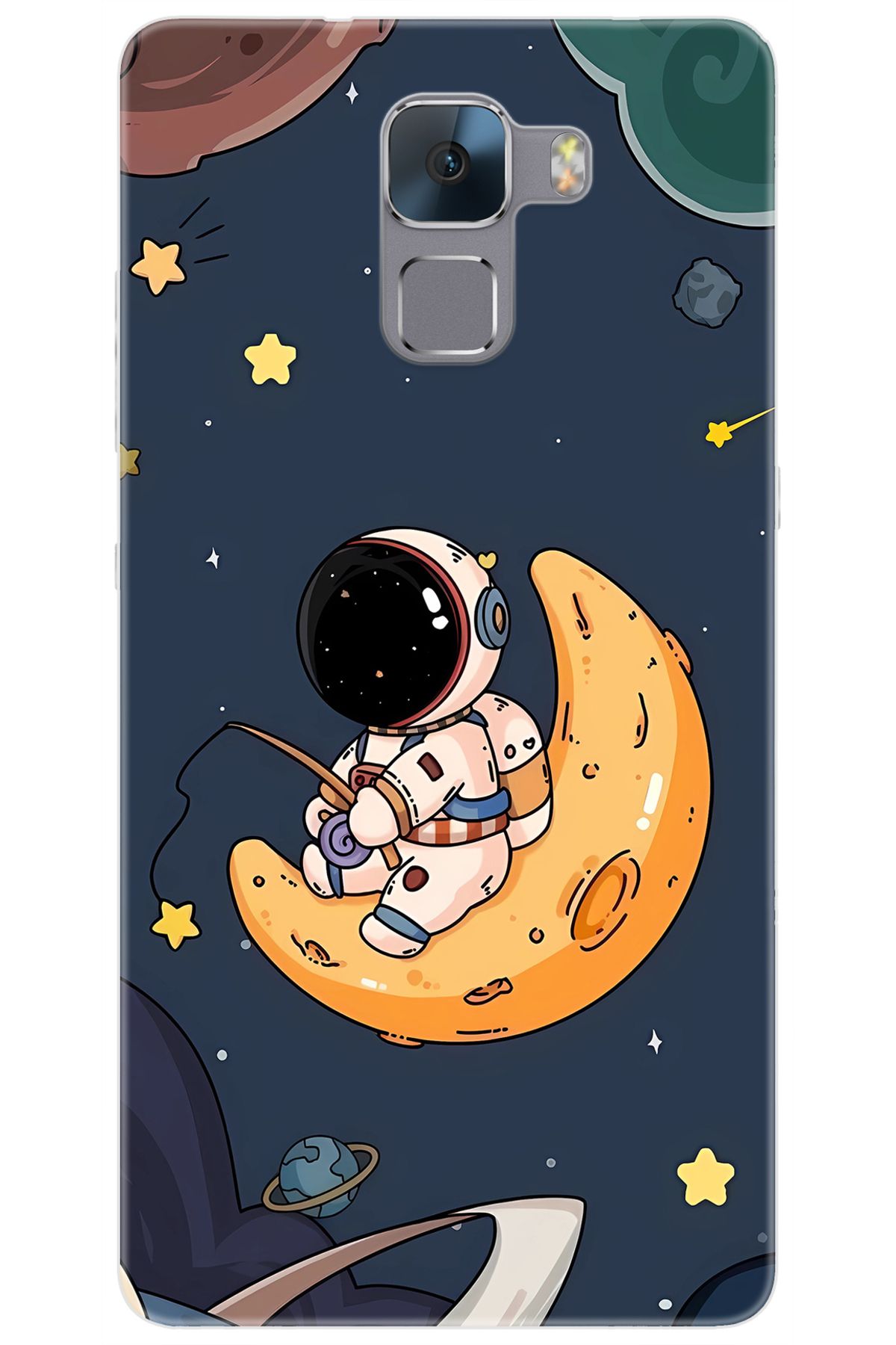 Ceppare Huawei Honor 7 (PLK-L01) Uyumlu Kılıf Desen Baskılı Silikon Astronot STK:698 CP-zRx26BU