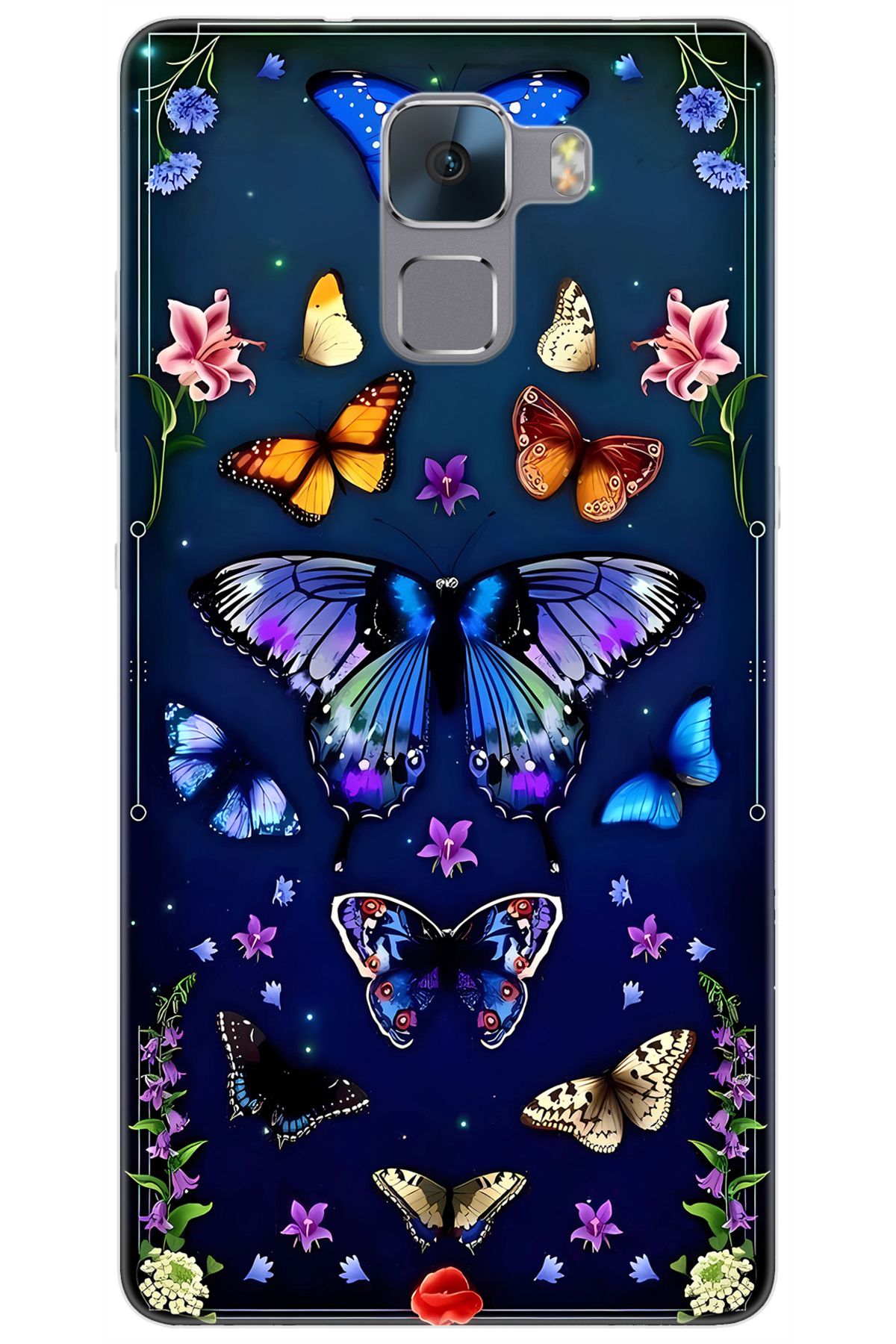 Ceppare Huawei Honor 7 (PLK-L01) Uyumlu Kılıf Desen Baskılı Silikon Kelebek STK:669 CP-CES6Nxq
