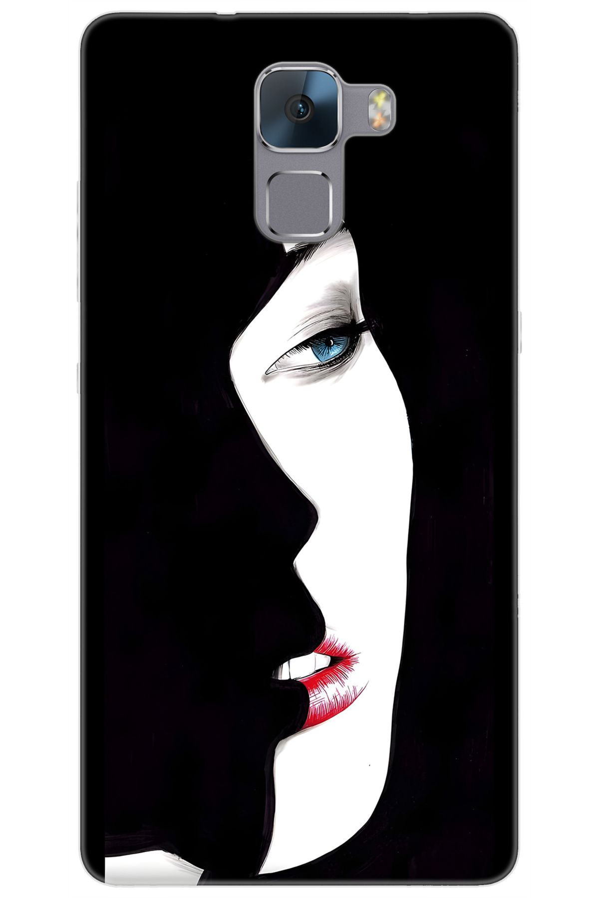 Ceppare Huawei Honor 7 (PLK-L01) Uyumlu Kılıf Desen Baskılı Silikon Siyah Beyaz Kadın STK:635 CP-D4ZpLcb
