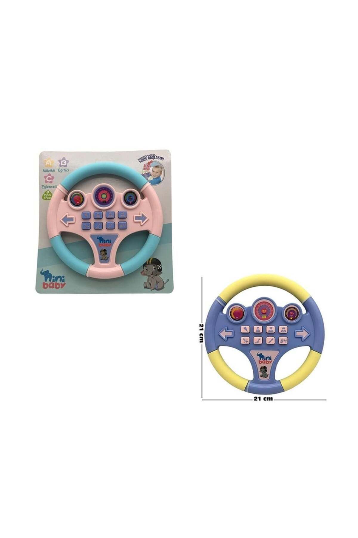 OEM Nini Baby Direksiyon Eğitici Sesli Müzikli 21*21 Cm 8 Tuşlu Oyuncak Direksiyon