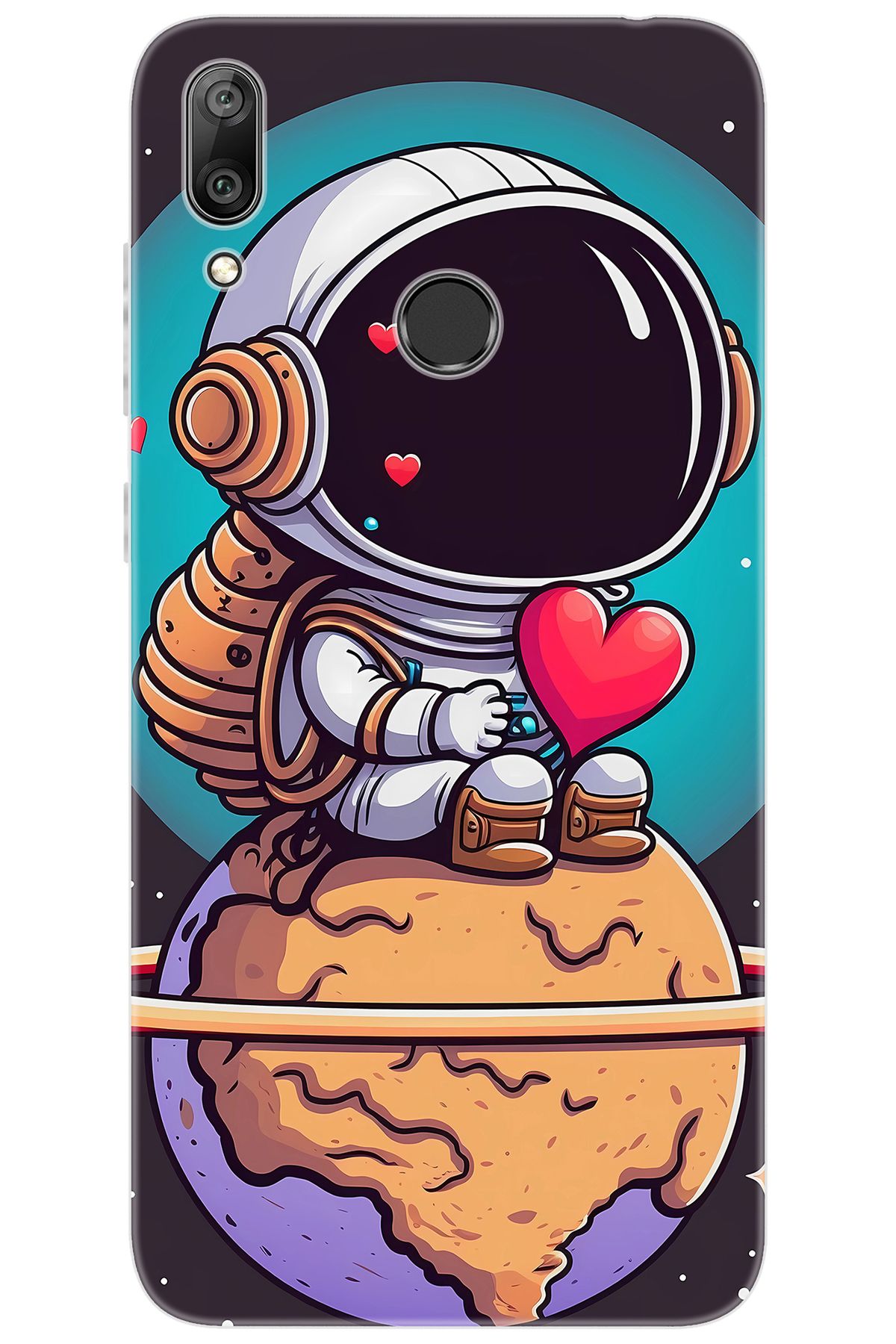 Ceppare Huawei Y7 PRO 2019 (DUB-LX2) Uyumlu Kılıf Desen Baskılı Silikon Astronot Serisi STK:1007 CP-A2qHJql
