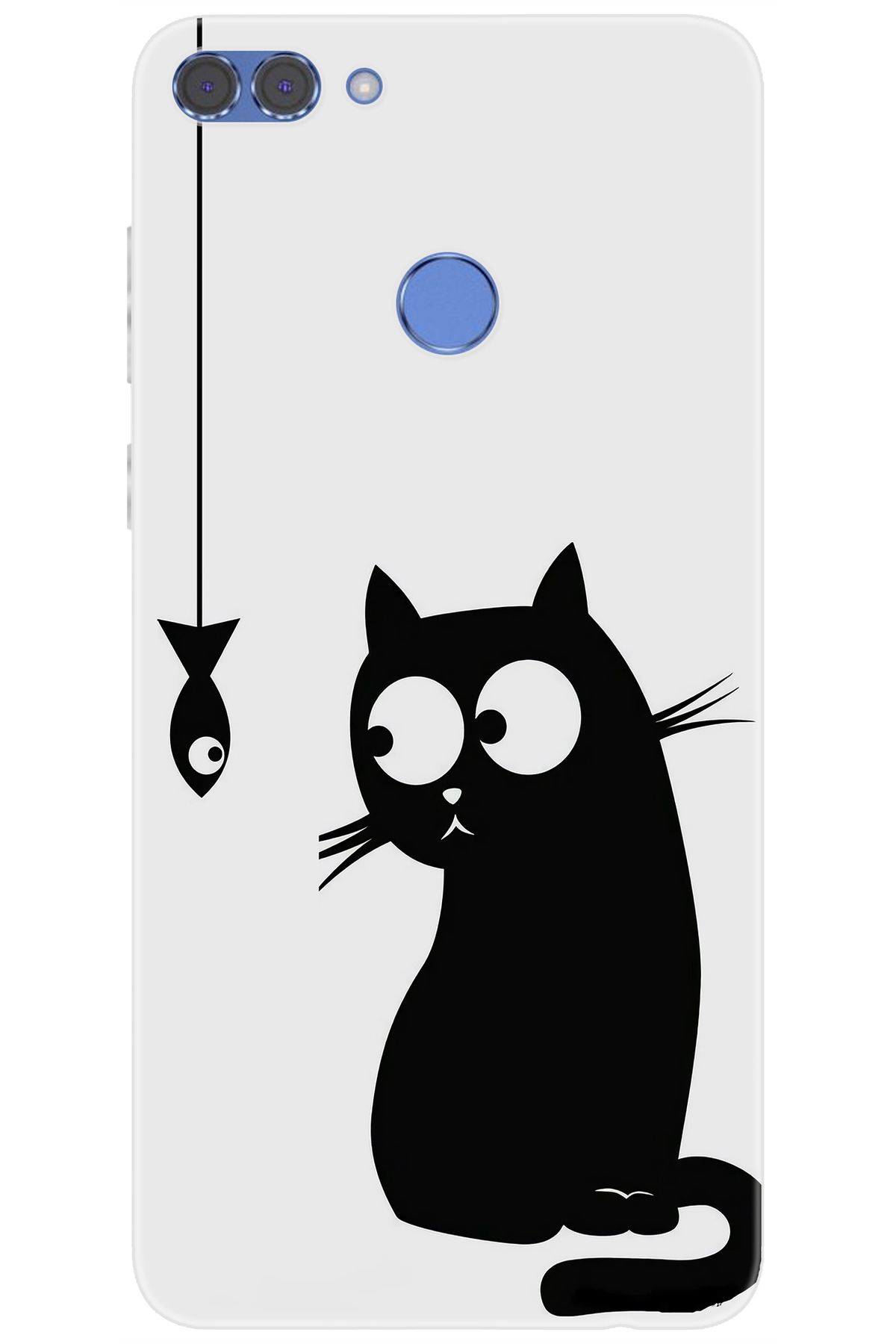 Ceppare Huawei Y9 2018 (FLA-LX1/LX2) Uyumlu Kılıf Desen Baskılı Silikon Balık ve Kedi STK:747 CP-0uHGFLC