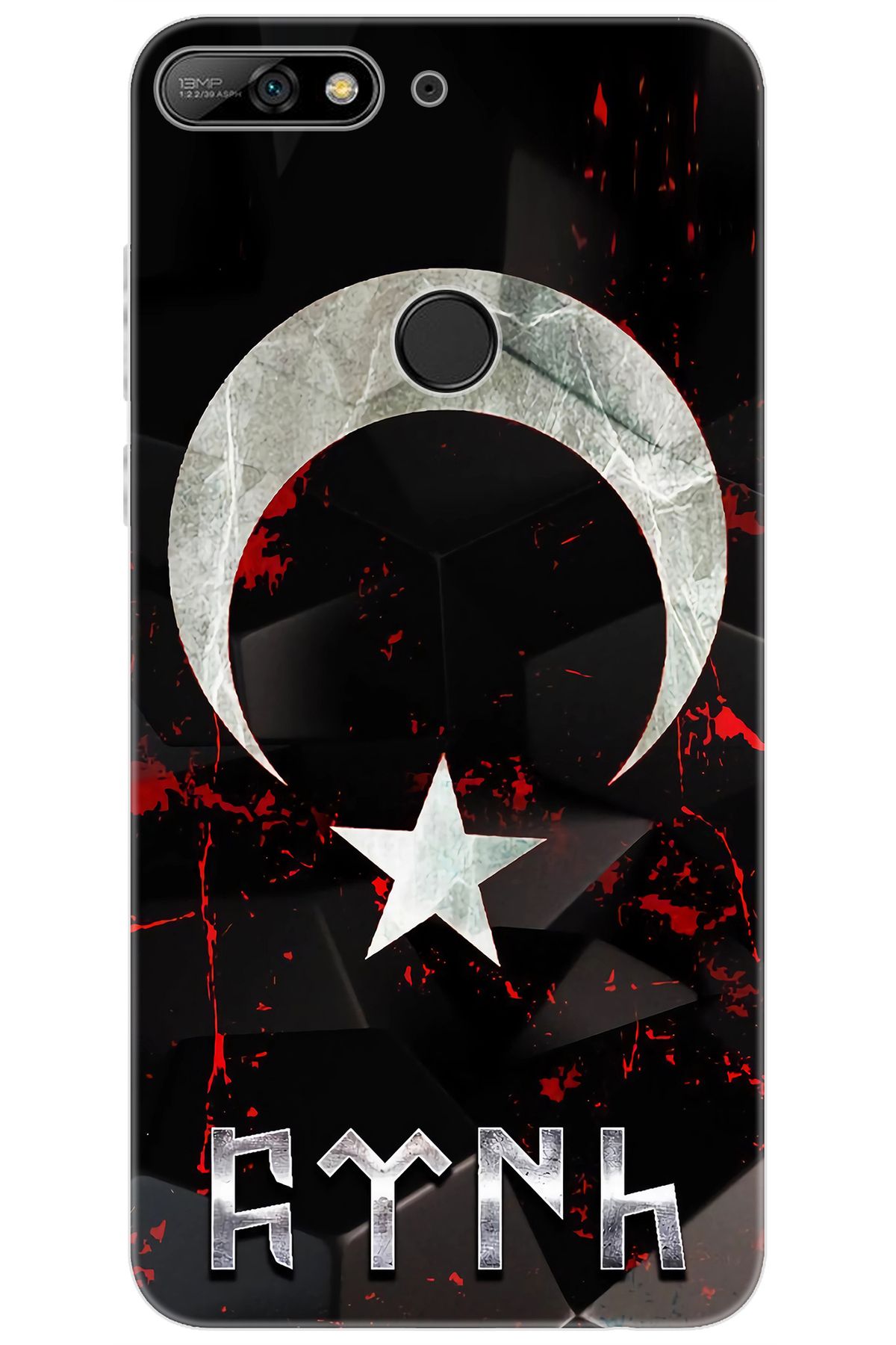 Ceppare Huawei Y7 PRO 2018 (LDN-LX2) Uyumlu Kılıf Desen Silikon Ay Yıldız ve Göktürkçe STK:636 CP-tokKVen