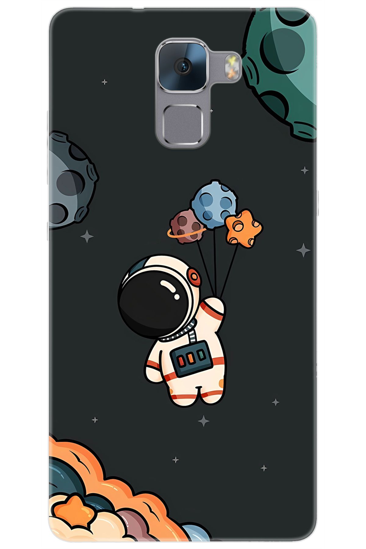 Ceppare Huawei Honor 7 (PLK-L01) Uyumlu Kılıf Desen Baskılı Silikon Astronot STK:628 CP-ZNpCala
