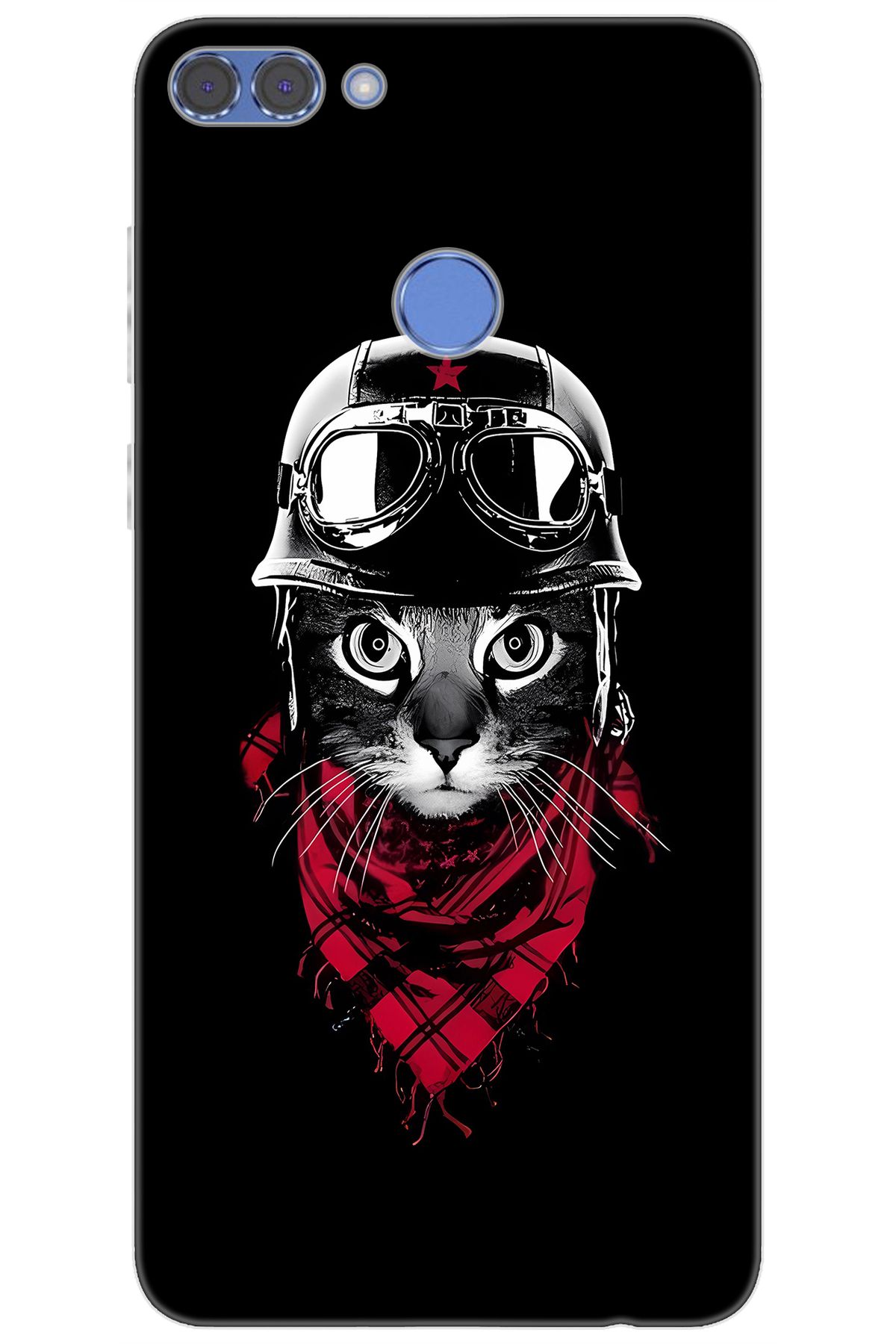 Ceppare Huawei Y9 2018 (FLA-LX1/LX2) Uyumlu Kılıf Desen Baskılı Silikon Pilot Kedi STK:656 CP-wTnWJ8O