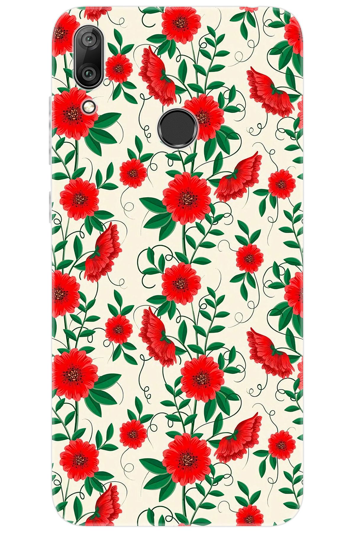 Ceppare Huawei Y7 PRO 2019 (DUB-LX2) Uyumlu Kılıf Desen Baskılı Silikon Kırmızı Çiçekler STK:717 CP-mYDHtz4