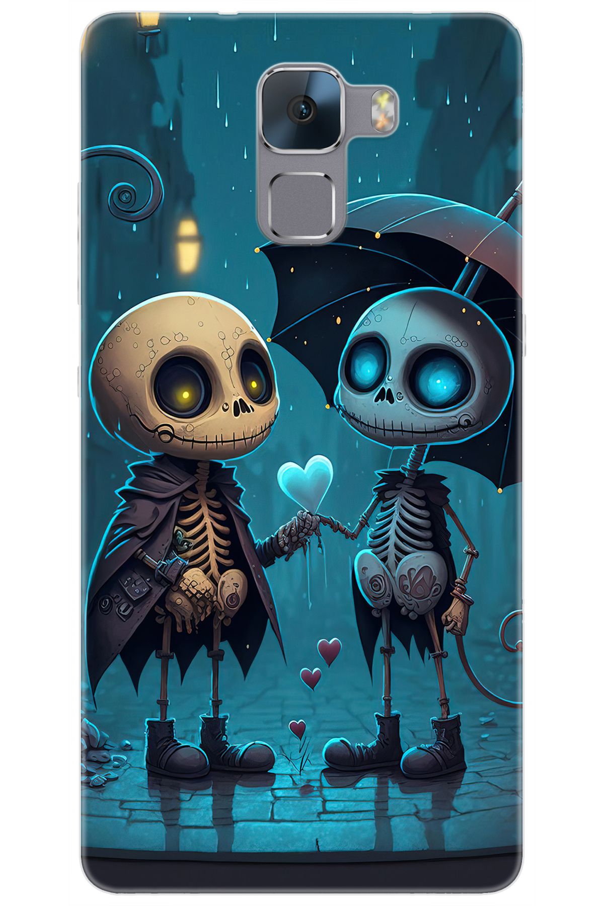 Ceppare Huawei Honor 7 (PLK-L01) Uyumlu Kılıf Desen Baskılı Silikon Aşık İskeletler STK:733 CP-n0ATXjW