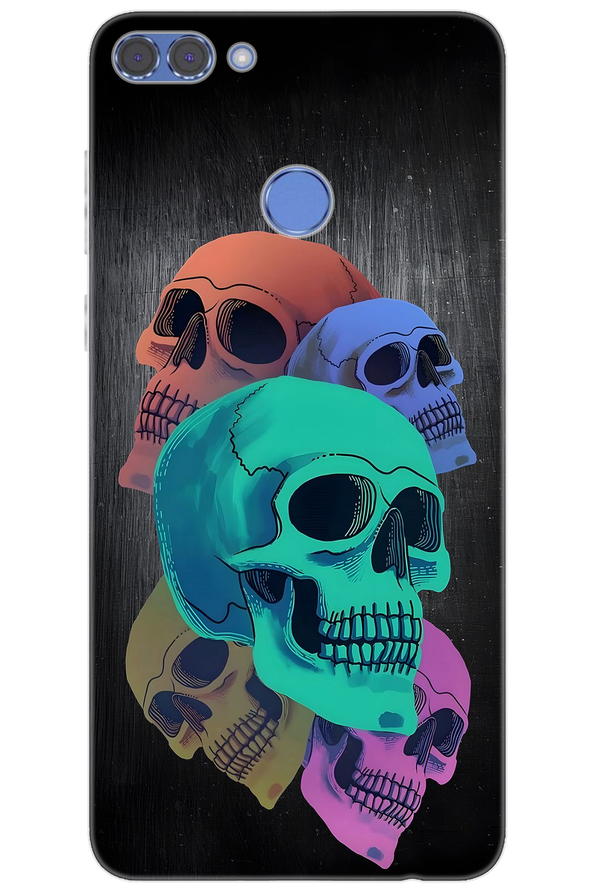 Ceppare Huawei Y9 2018 (FLA-LX1/LX2) Uyumlu Kılıf Desenli Silikon Renkli Kuru Kafalar STK:712 CP-3HQOKL5