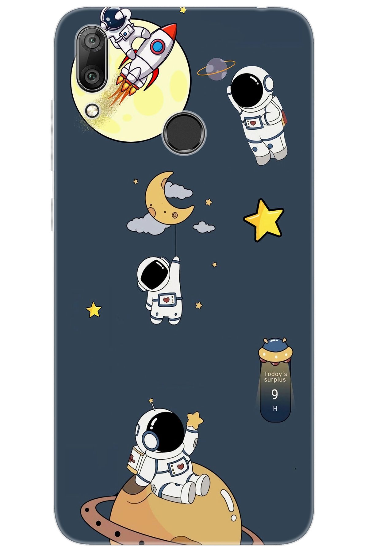 Ceppare Huawei Y7 PRO 2019 (DUB-LX2) Uyumlu Kılıf Desen Baskılı Silikon Astronot Serisi STK:725 CP-Jwzc7O9