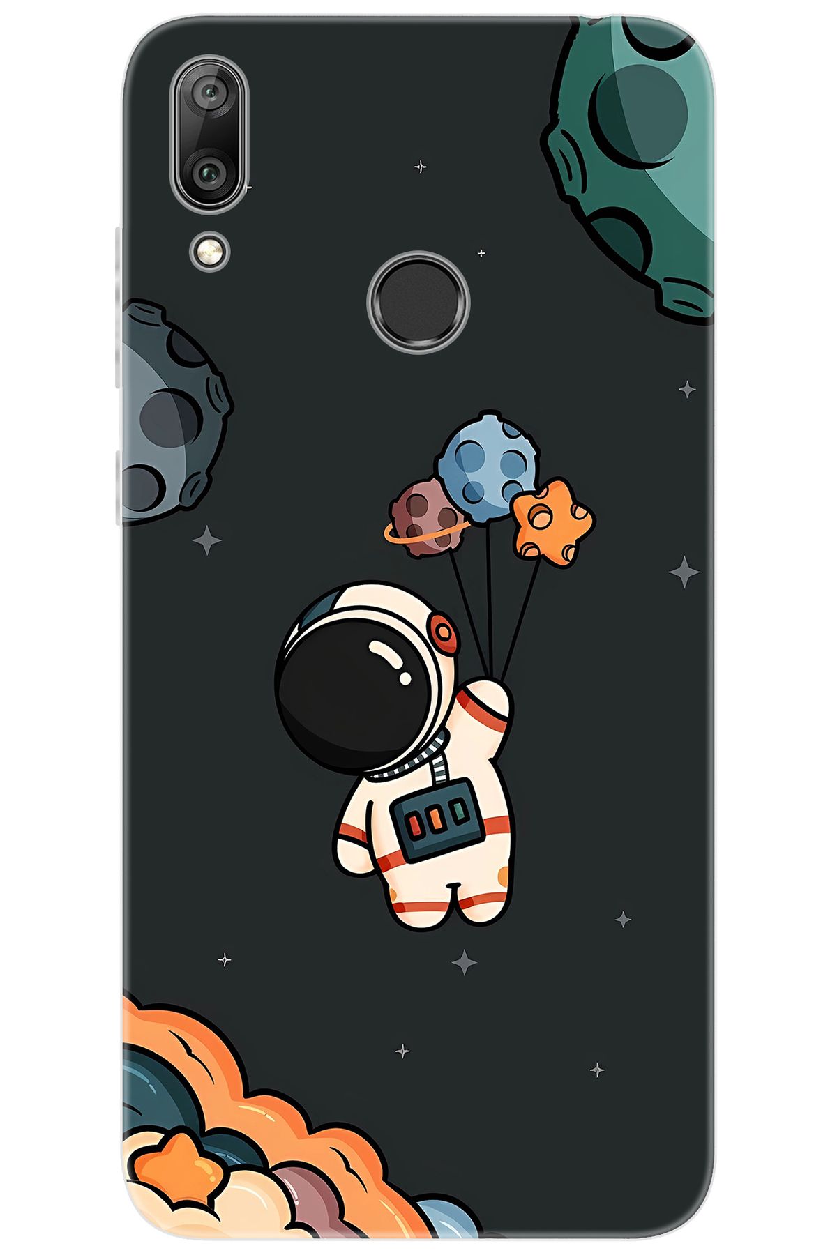Ceppare Huawei Y7 PRO 2019 (DUB-LX2) Uyumlu Kılıf Desen Baskılı Silikon Astronot STK:628 CP-56sGa8r
