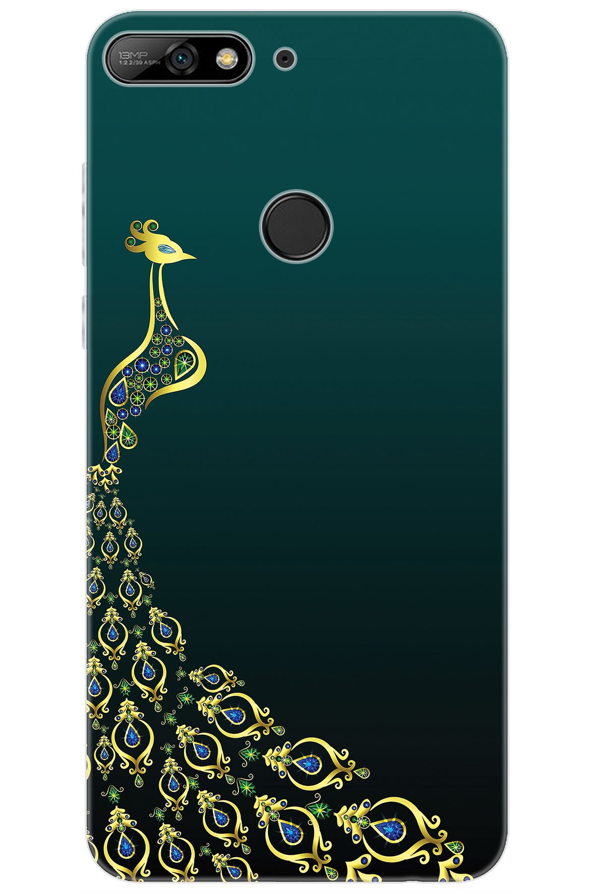 Ceppare Huawei Y7 PRO 2018 (LDN-LX2) Uyumlu Kılıf Desen Baskılı Silikon Tavus Kuşu STK:540 CP-GBeDYy6