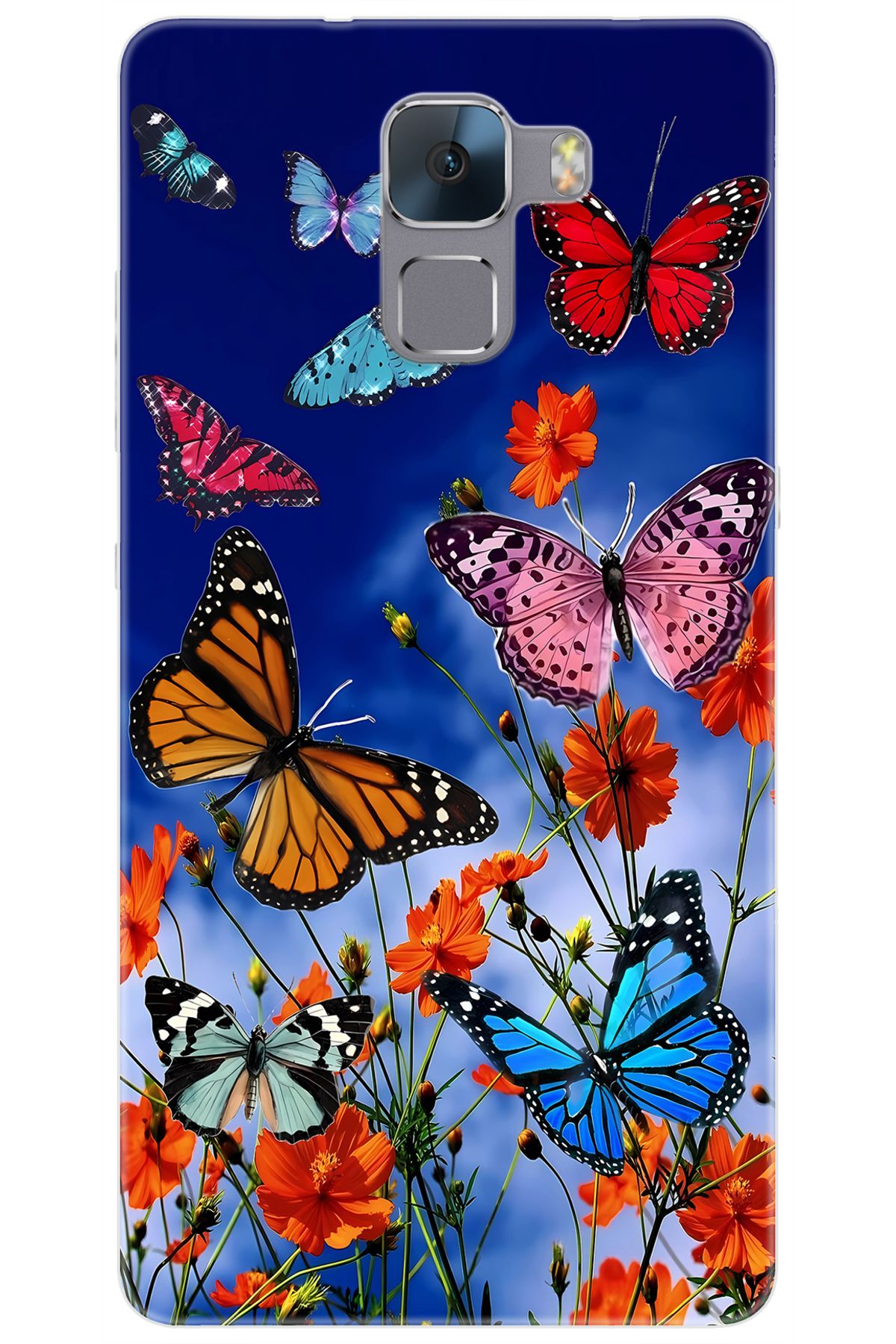 Ceppare Huawei Honor 7 (PLK-L01) Uyumlu Kılıf Desen Baskılı Silikon Renkli Kelebekler STK:741 CP-o7nMo6Z
