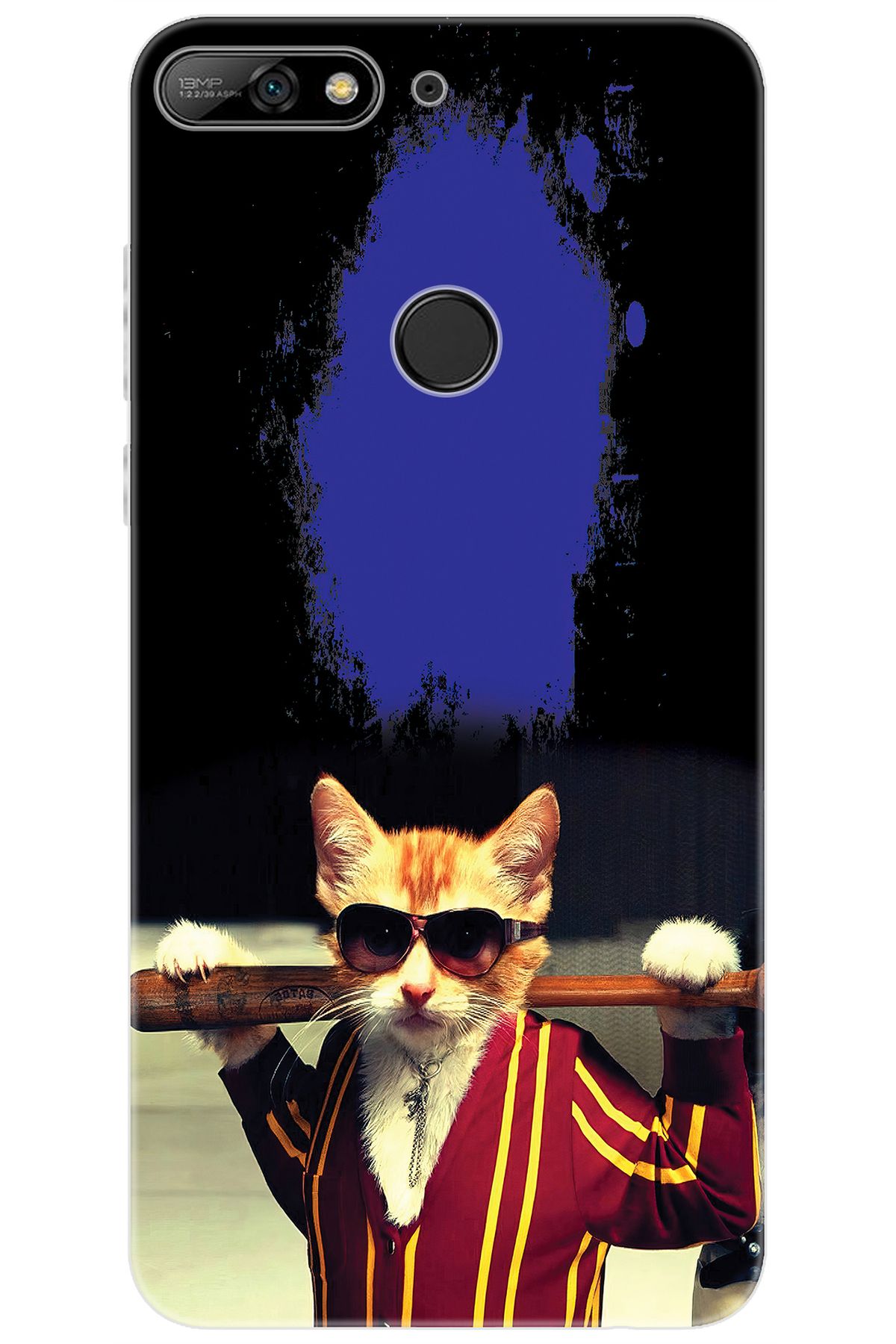 Ceppare Huawei Y7 PRO 2018 (LDN-LX2) Uyumlu Kılıf Desen Baskılı Silikon Artist Kedi STK:481 CP-GvHKx7E