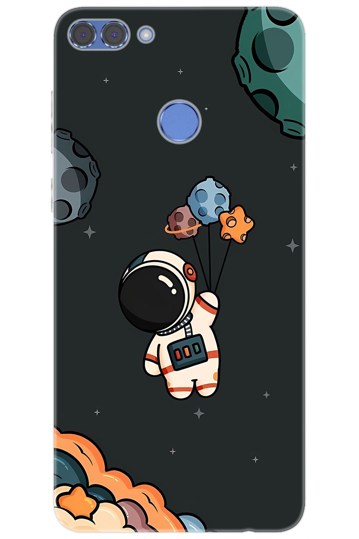 Ceppare Huawei Y9 2018 (FLA-LX1/LX2) Uyumlu Kılıf Desen Baskılı Silikon Astronot STK:628 CP-xi5M8gO