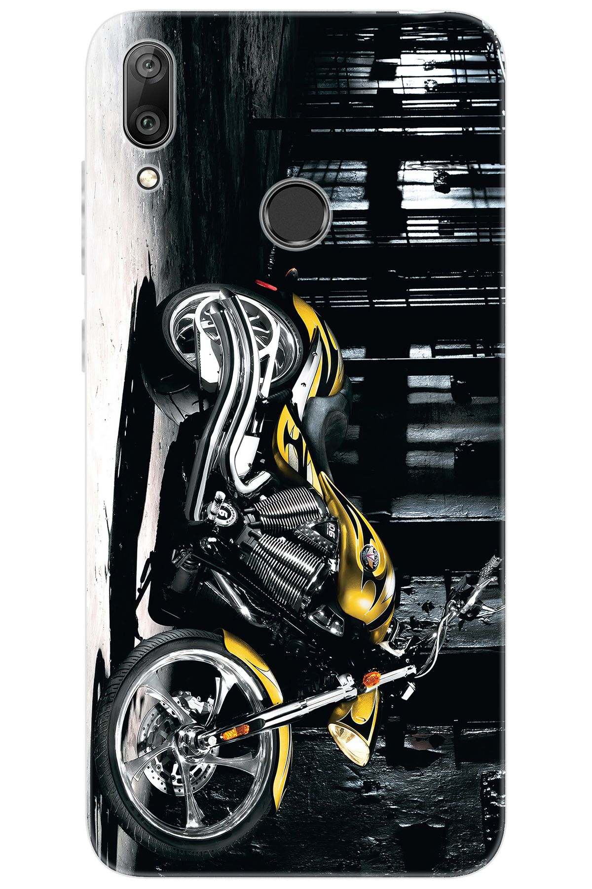Ceppare Huawei Y7 PRO 2019 (DUB-LX2) Uyumlu Kılıf Desen Baskılı Silikon Motorcycle STK:297 CP-HB4RcGd