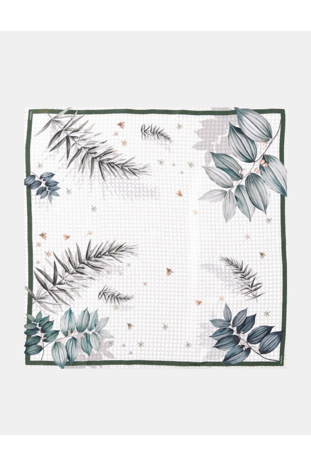 Kayra Monogram Desen Twill İpek Eşarp Çağla Yeşil