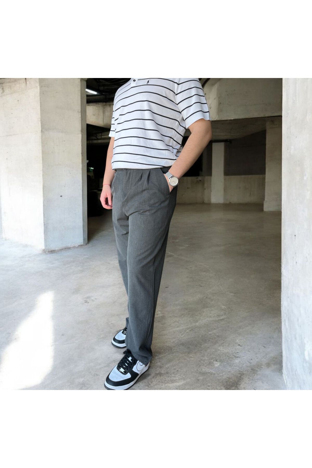 Roil Wear Baggy Koyu Gri Kumaş Pantolon