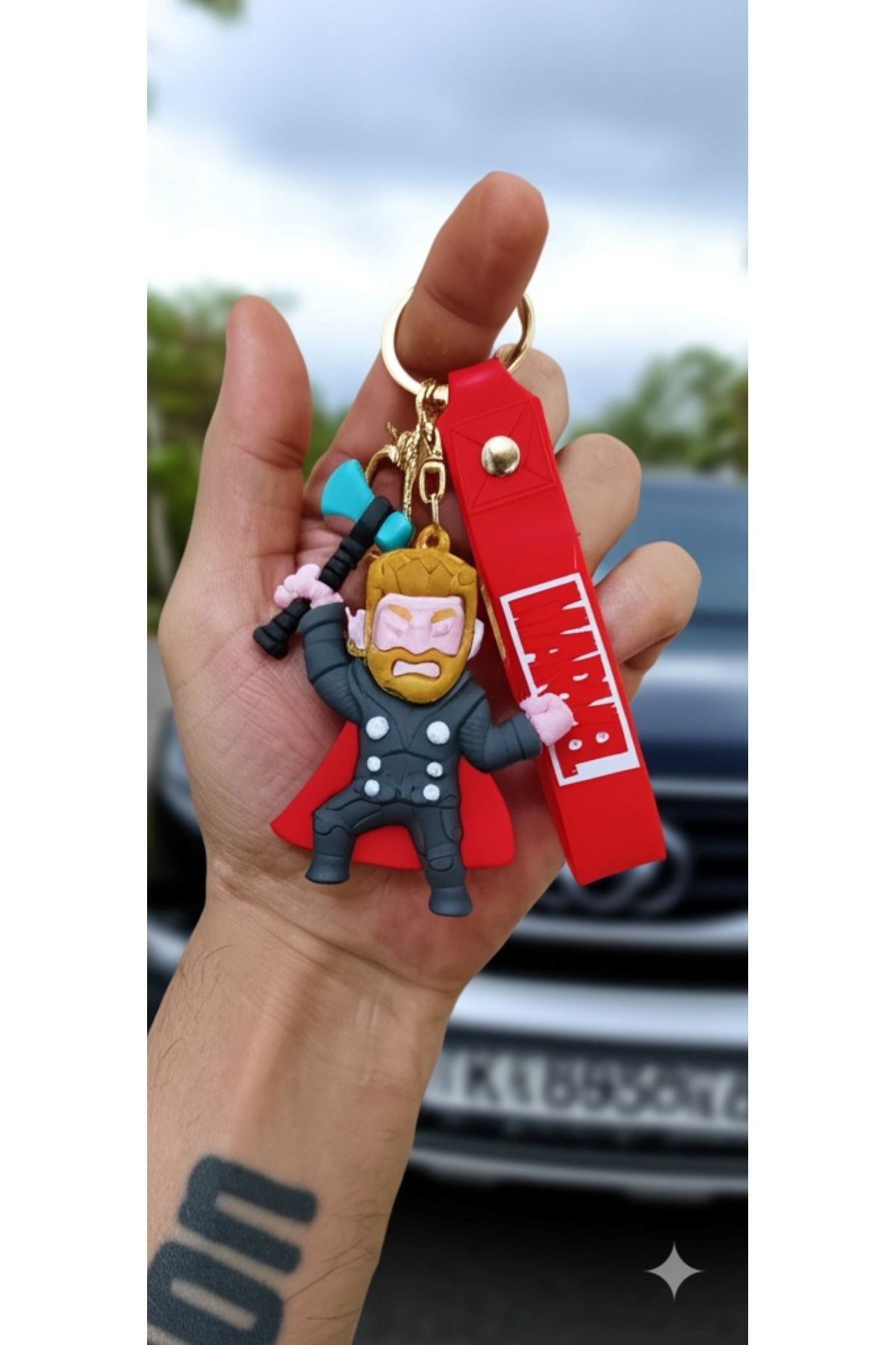 Mimi Aksesuar 3D Lüks Büyük Boy Marvel Thor Silikon Anahtarlık Ve Çanta Aksesuarı