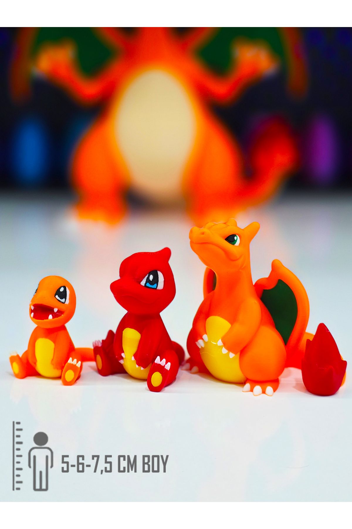 Suelo Butik Pokemon Charmander Evrim Gelişim Seti Charmeleon, Charizard Pokemon Figür Oyuncak 5-6-7,5 Cm