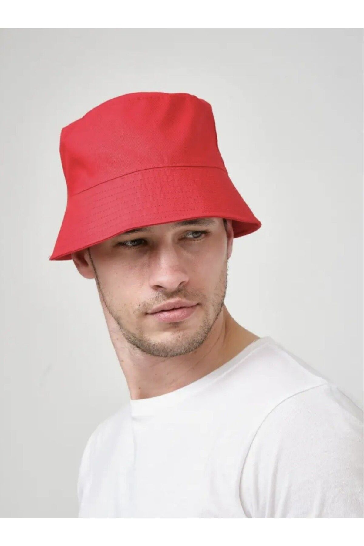 derikem-Unisex Red-Black 2Pcs Summer Cloth Bucket Hat Men-Wedding Fisherman Bucket Hat 5