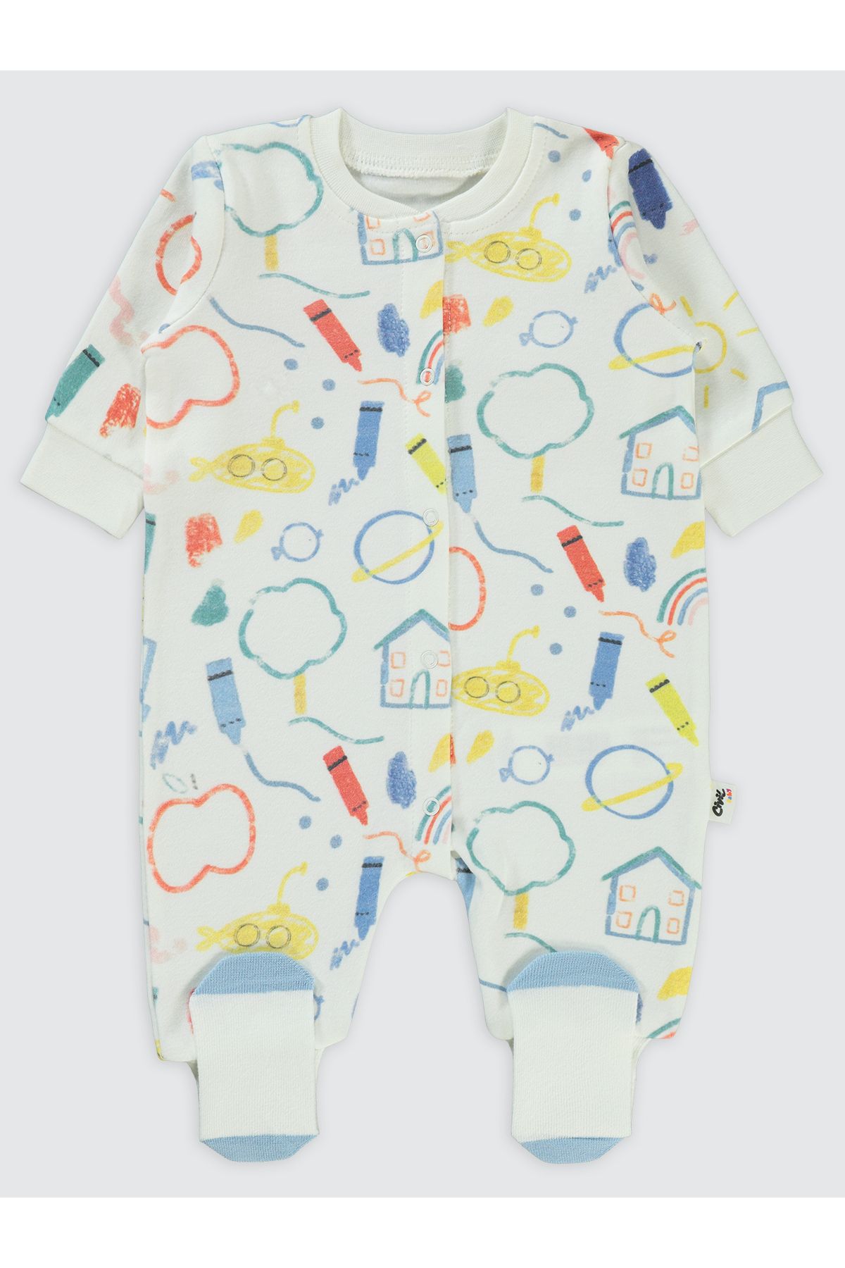 Civil Baby Erkek Bebek Patiksiz Tulum 1-6 Ay Ekru