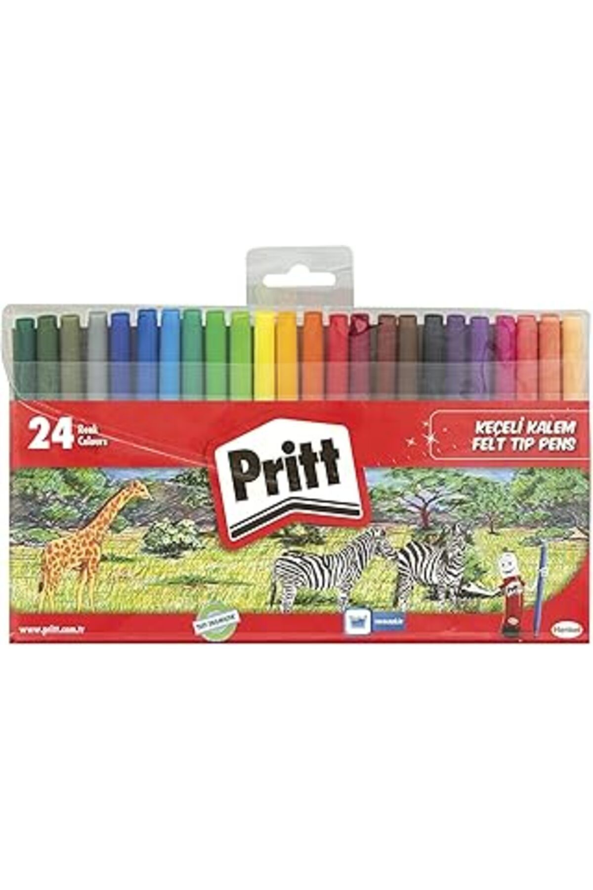 mivento Pritt Keçeli Kalemler, Çocuk Dostu Zararsız Boya, Su Bazlı Renkli Kalem, Silinebilir Boya Kalemi, D