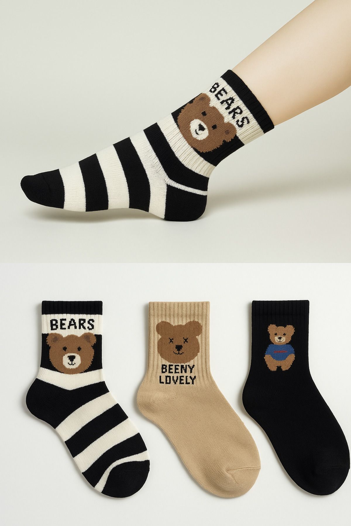 Country Store Teddy Desenli Kadın Çorabı